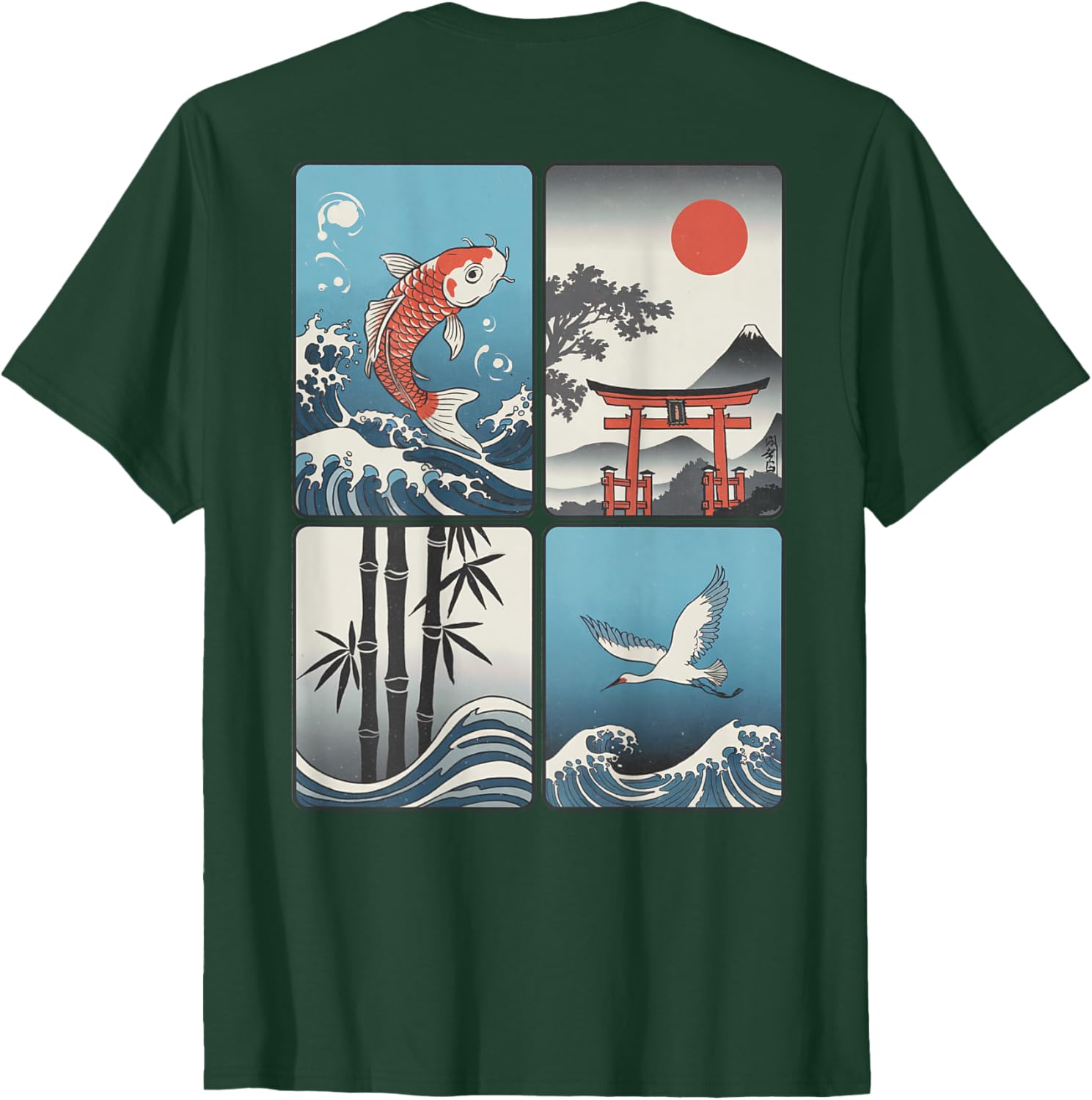 Japanese Koi Fish Great Wave Kanagawa T-Shirt with Kanji Design - 28