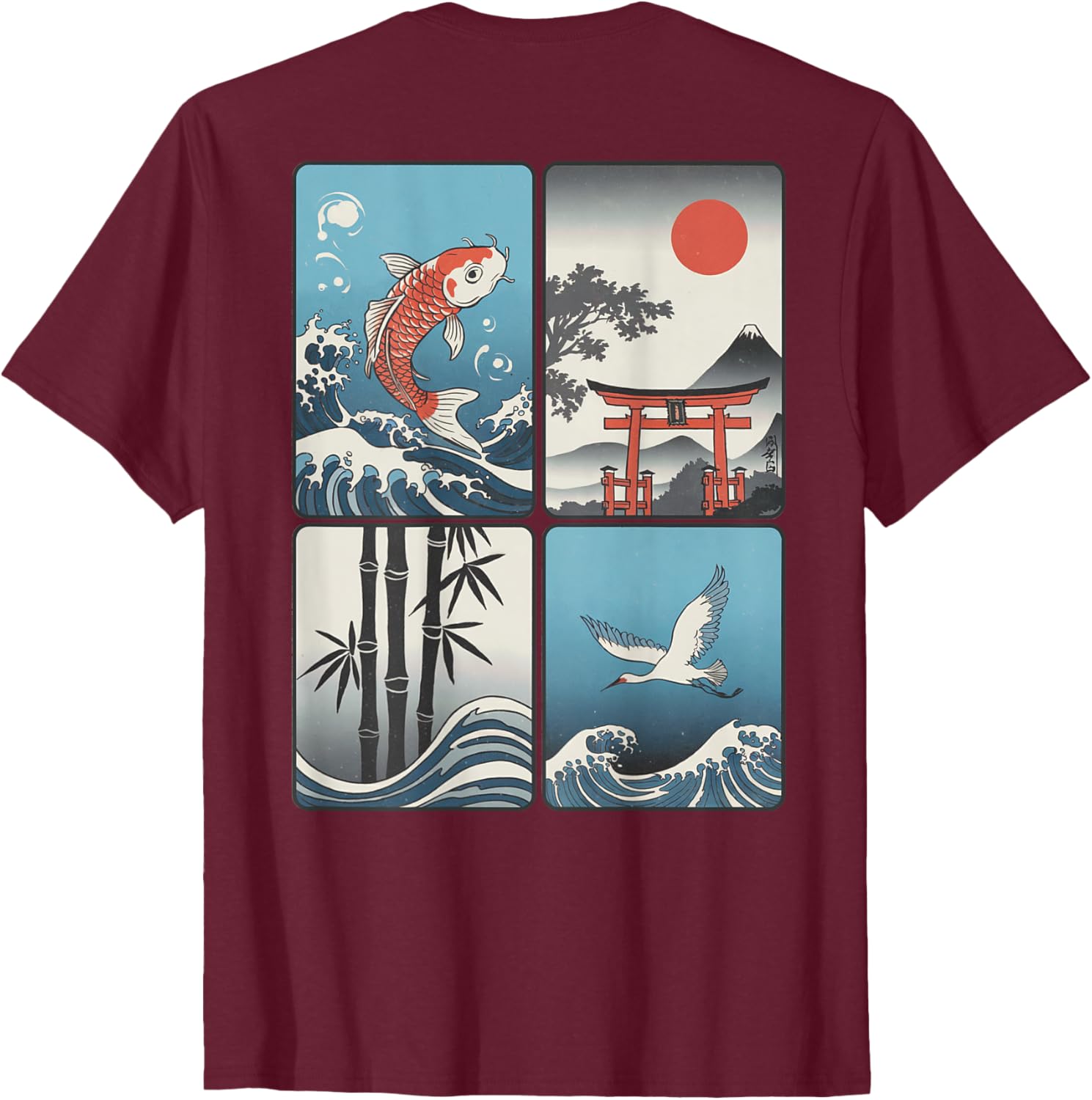 Japanese Koi Fish Great Wave Kanagawa T-Shirt with Kanji Design - 14