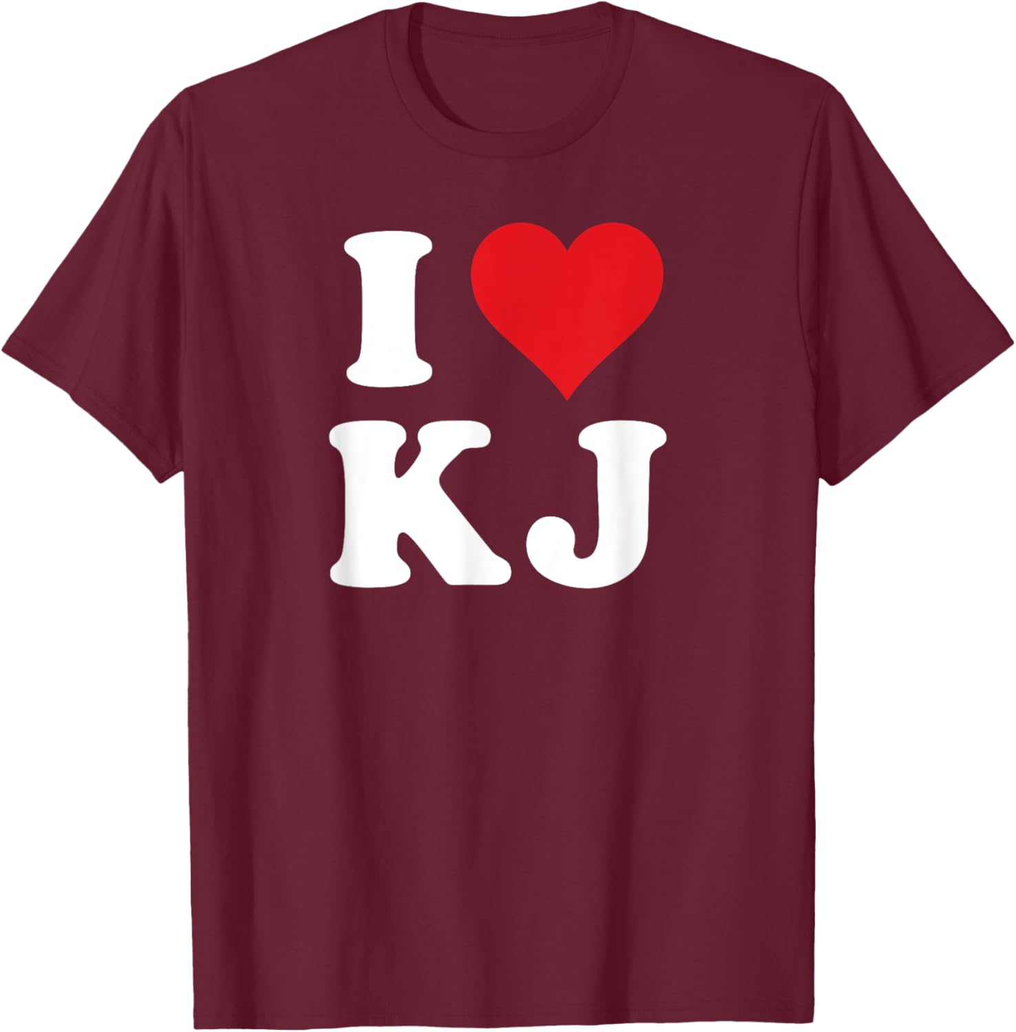 I Love KJ Initials Heart Design K J T-Shirt for Stylish Casual Wear - 23