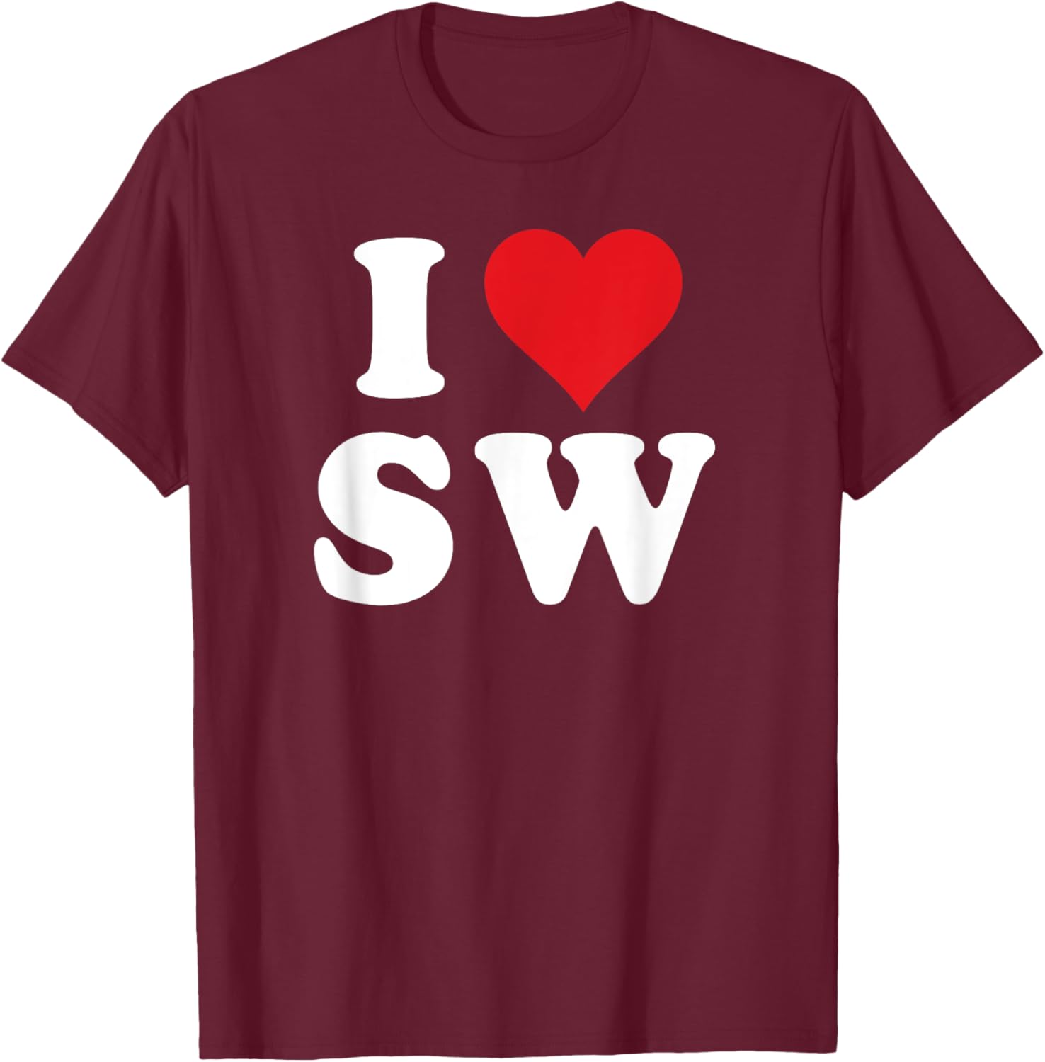 I Love SW Initials Heart T-Shirt for Stylish SW Fans and Gift Ideas - 16