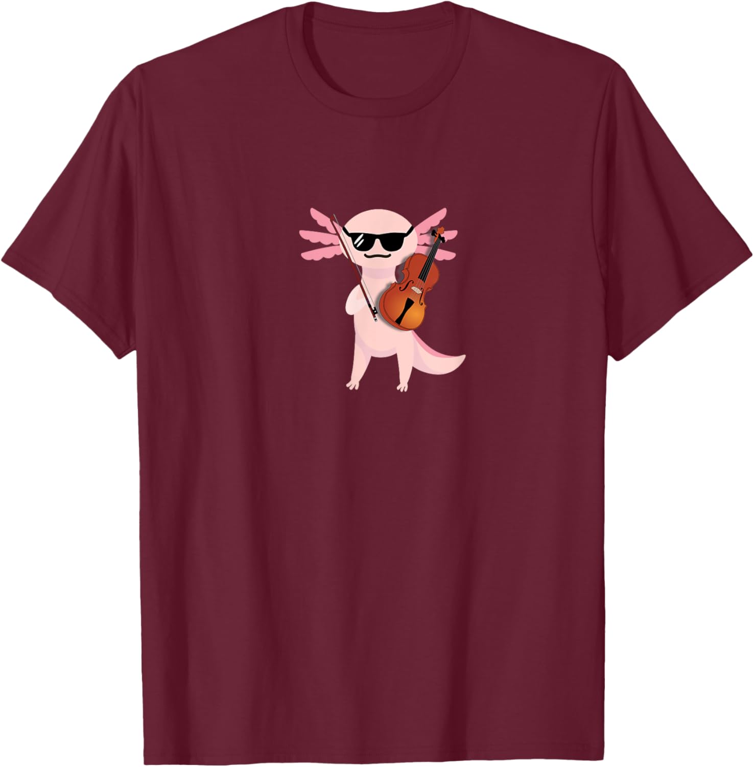 Cute Axolotl T-Shirt with Sunglasses Playing Violin for Fun Style - 3