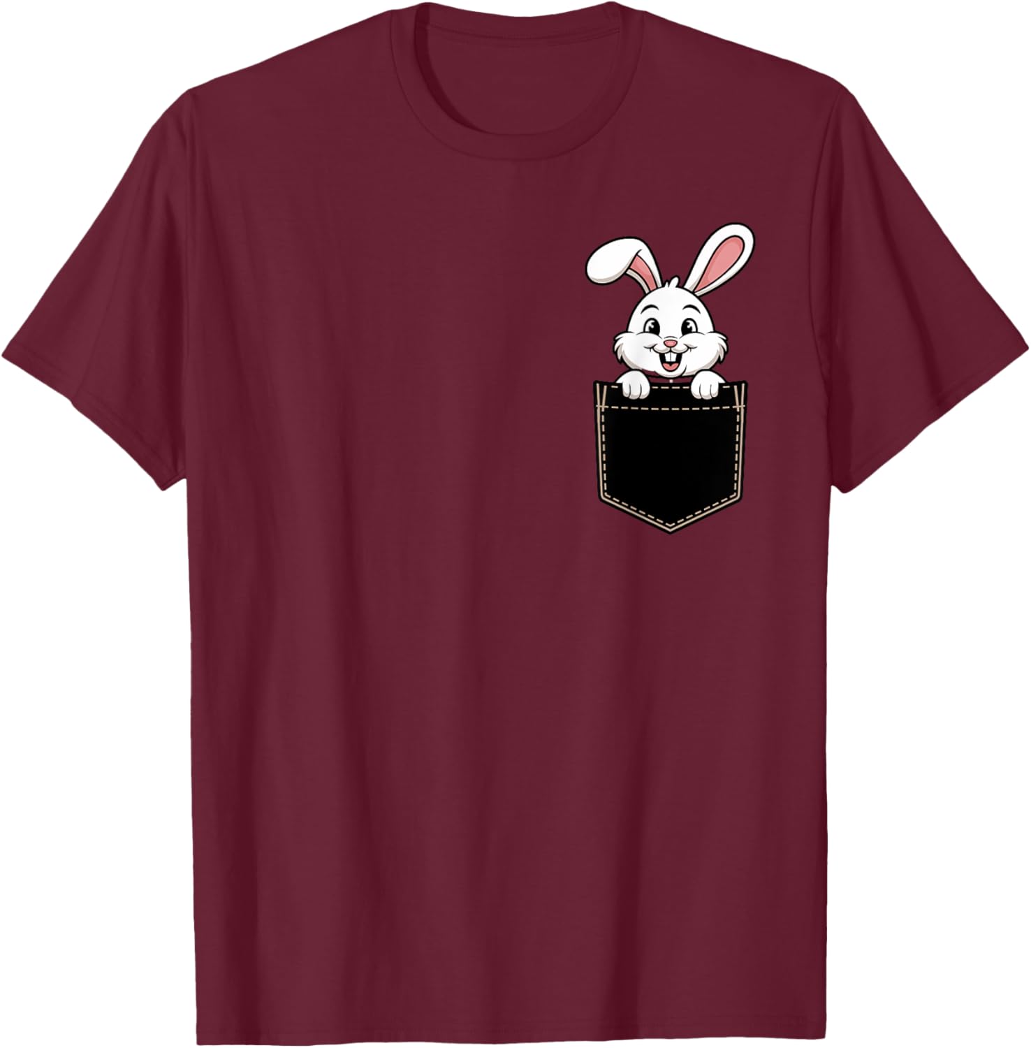 Cute Funny Rabbit Pocket T-Shirt for Men and Women - Adorable Animal Tee - 27