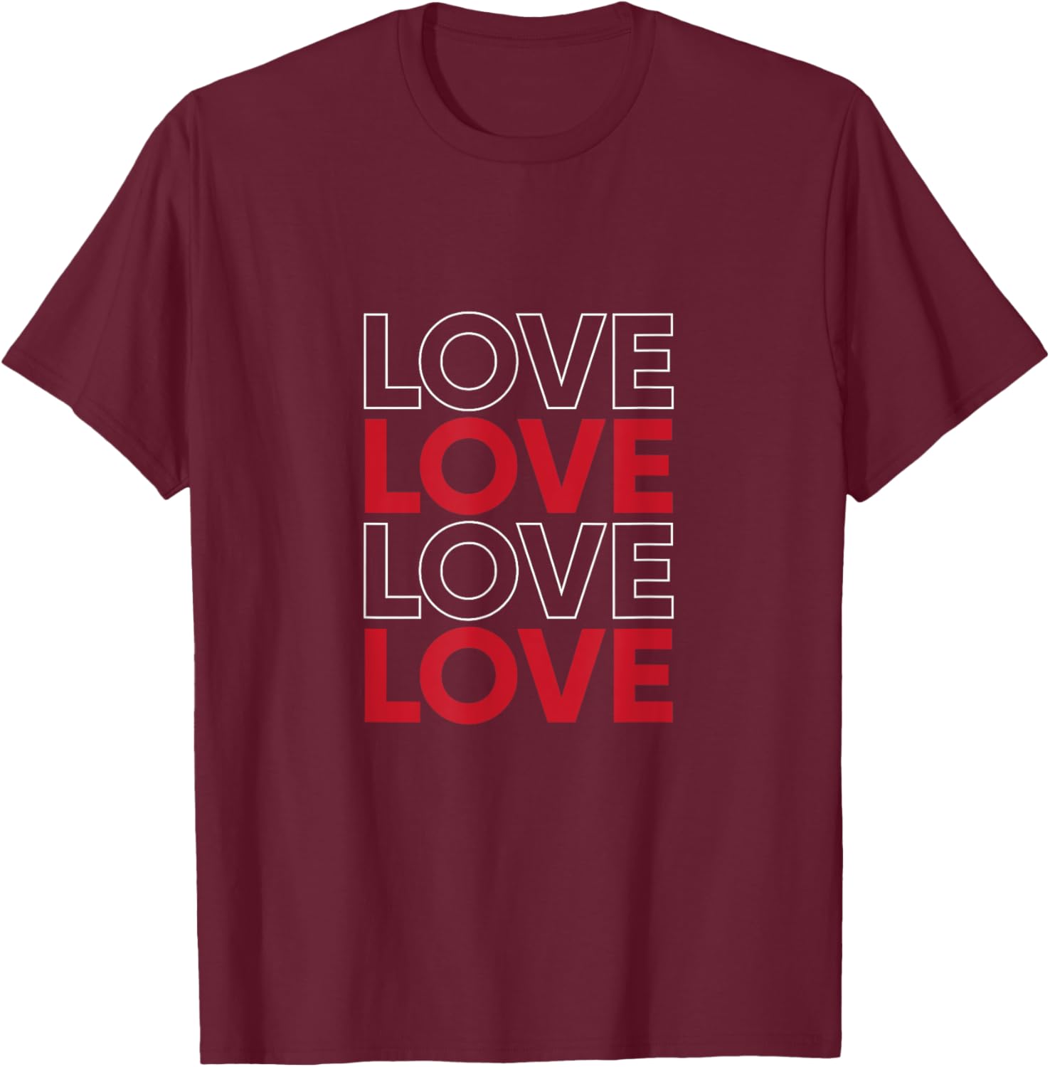 Bold Red Love Text Valentine's Matching Couple T-Shirt for Sweethearts - 5