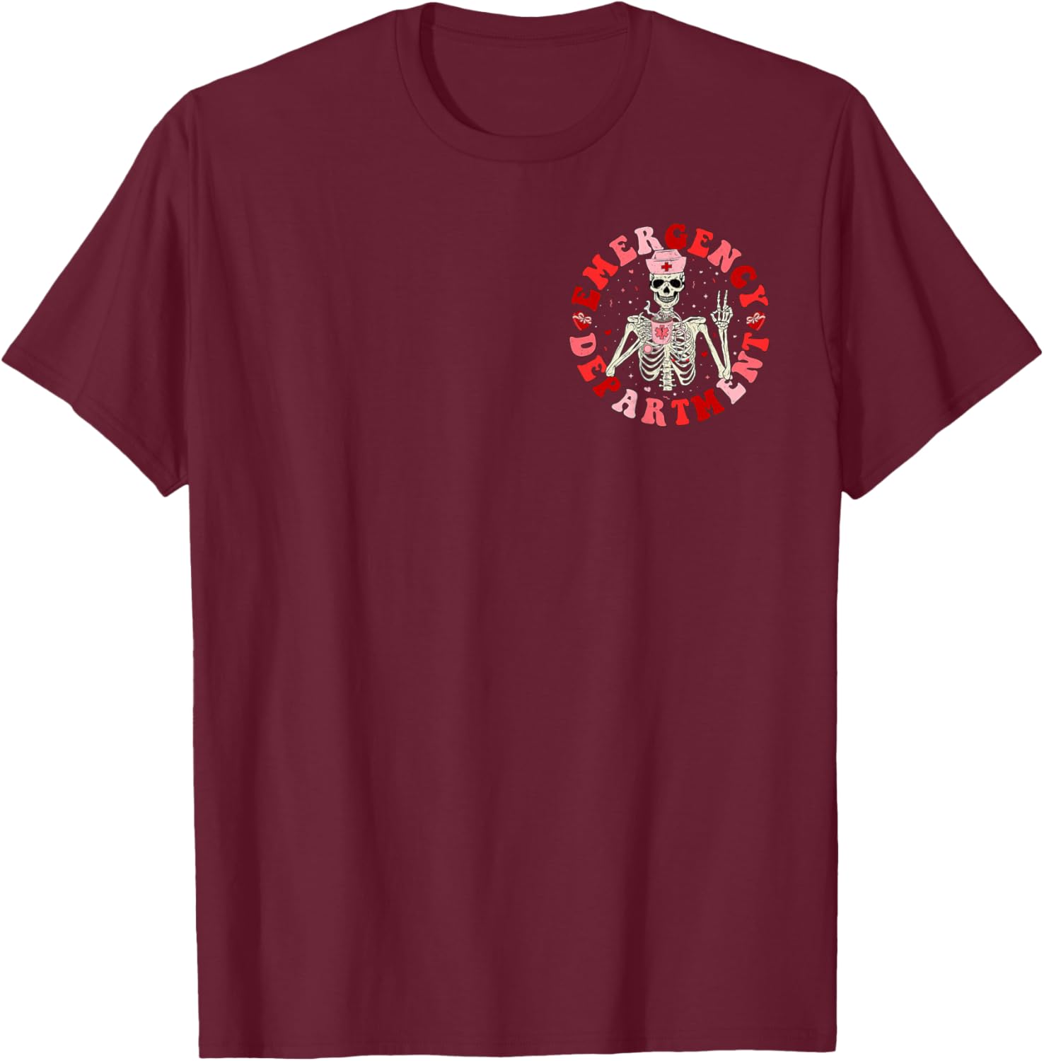 Emergency Department Skeleton ER Valentine's Day T-Shirt for Fun Lovers - 3