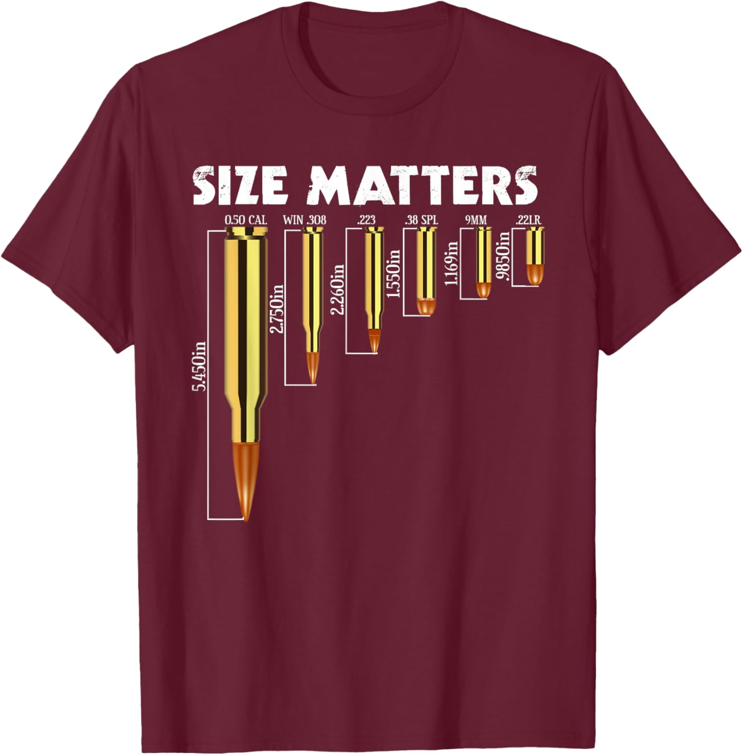 Size Matters T-Shirt for Bullet Lovers, Perfect Caliber Graphic Tee - 24