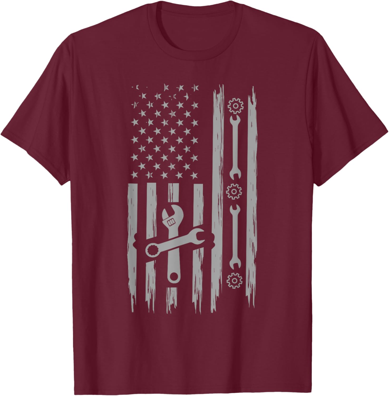 Patriotic American Mechanic Flag T-Shirt for Car Enthusiasts - 5