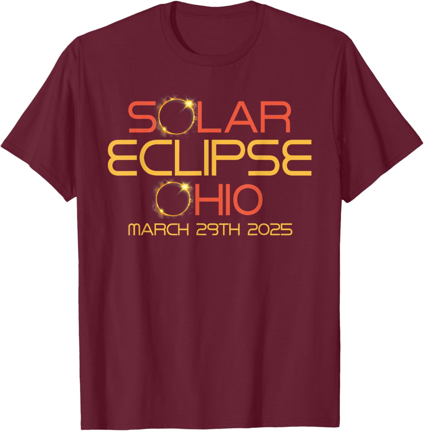 Partial Solar Eclipse March 29 2025 T-Shirt for Ohio Eclipse Fans - 14