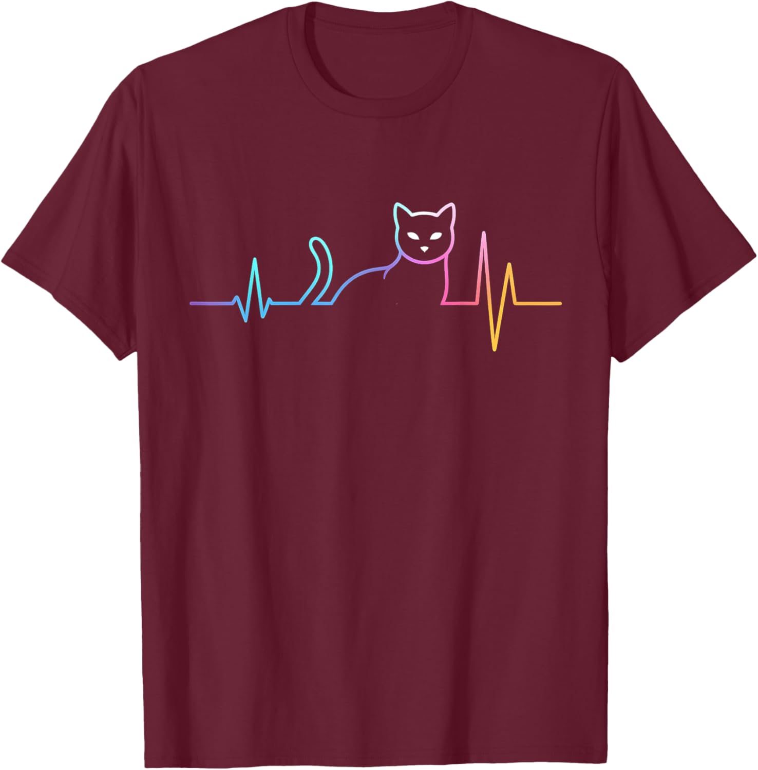 Colorful Heartbeat Cat T-Shirt for Funny Cat Lovers - Gifts for All Ages - 2