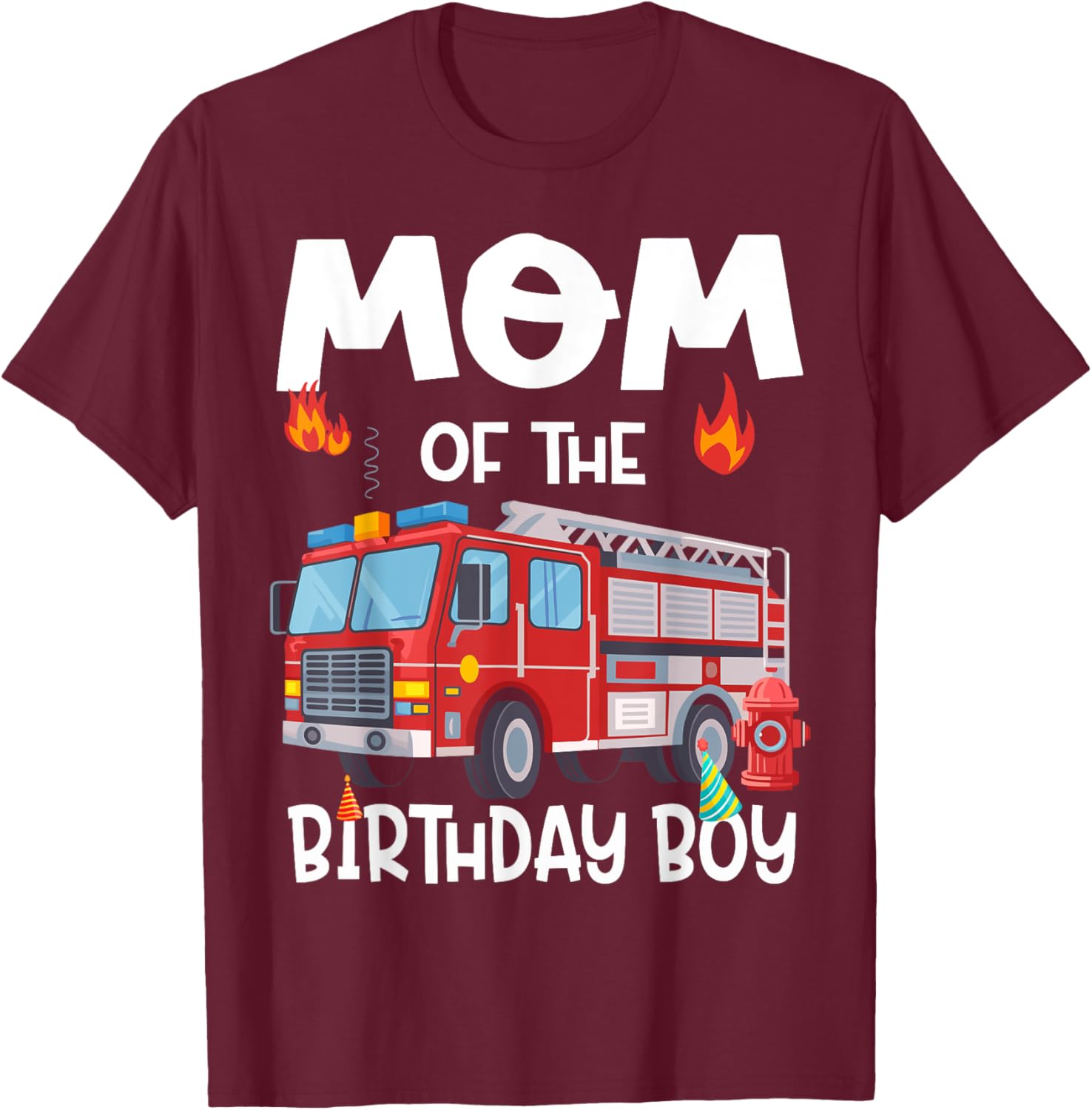 Mom of the Birthday Boy Fire Truck T-Shirt for Firefighter Moms - 11