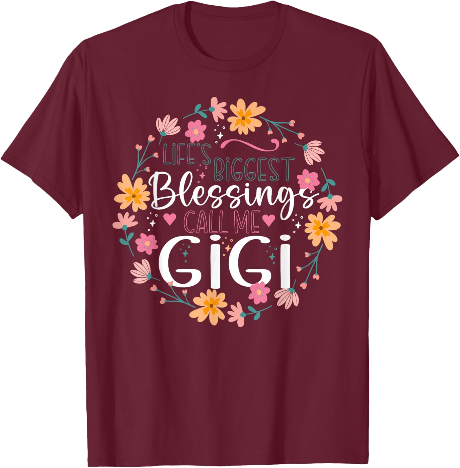 Gigi Floral Design T-Shirt Life’s Biggest Blessings Stylish Tee - 17