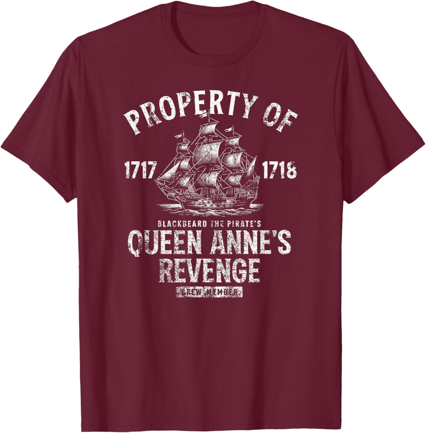 Blackbeard's Queen Anne's Revenge Distressed T-Shirt for Casual Style - 15