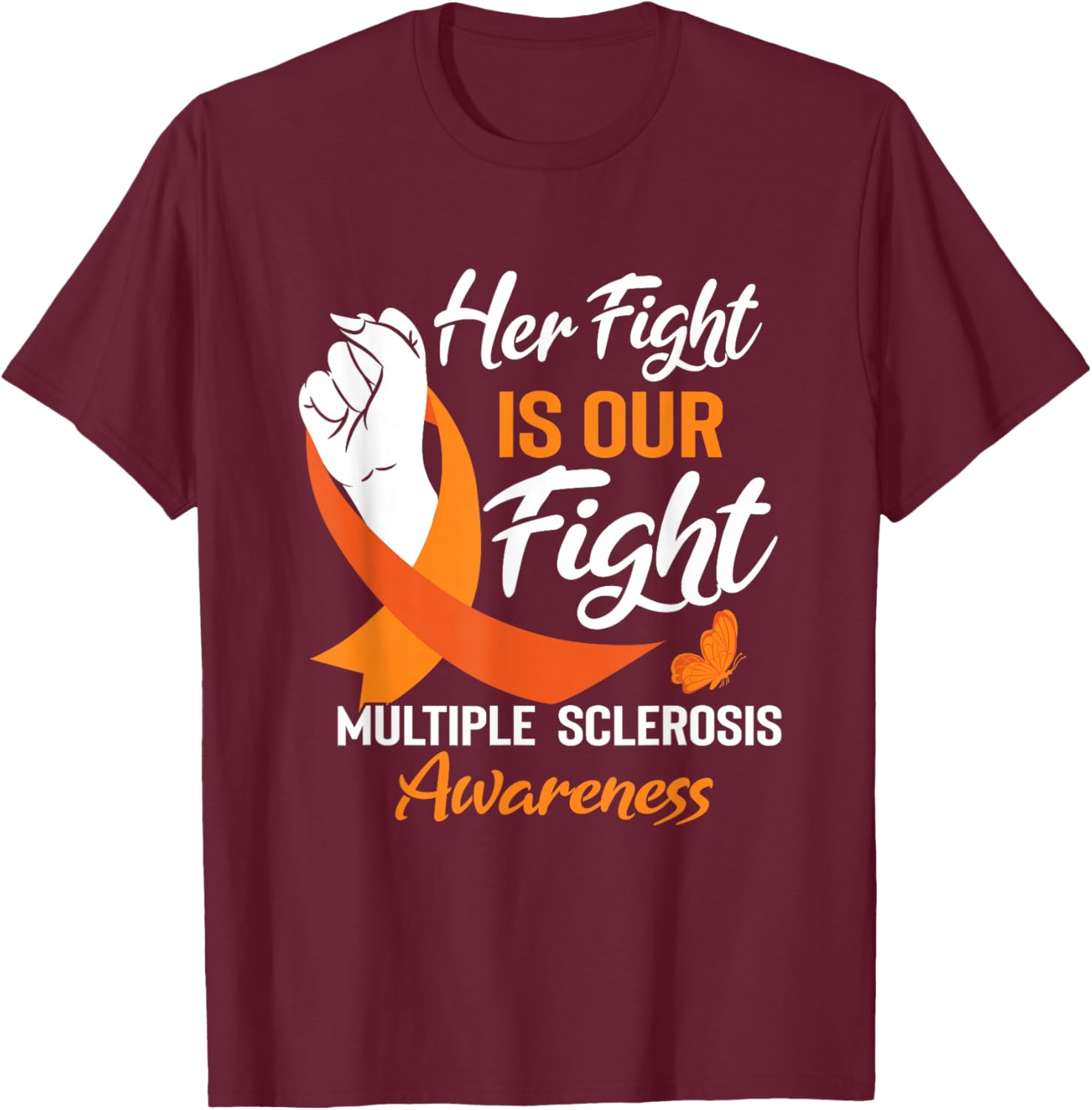MS Multiple Sclerosis Awareness Orange Ribbon T-Shirt for Supporters - 16