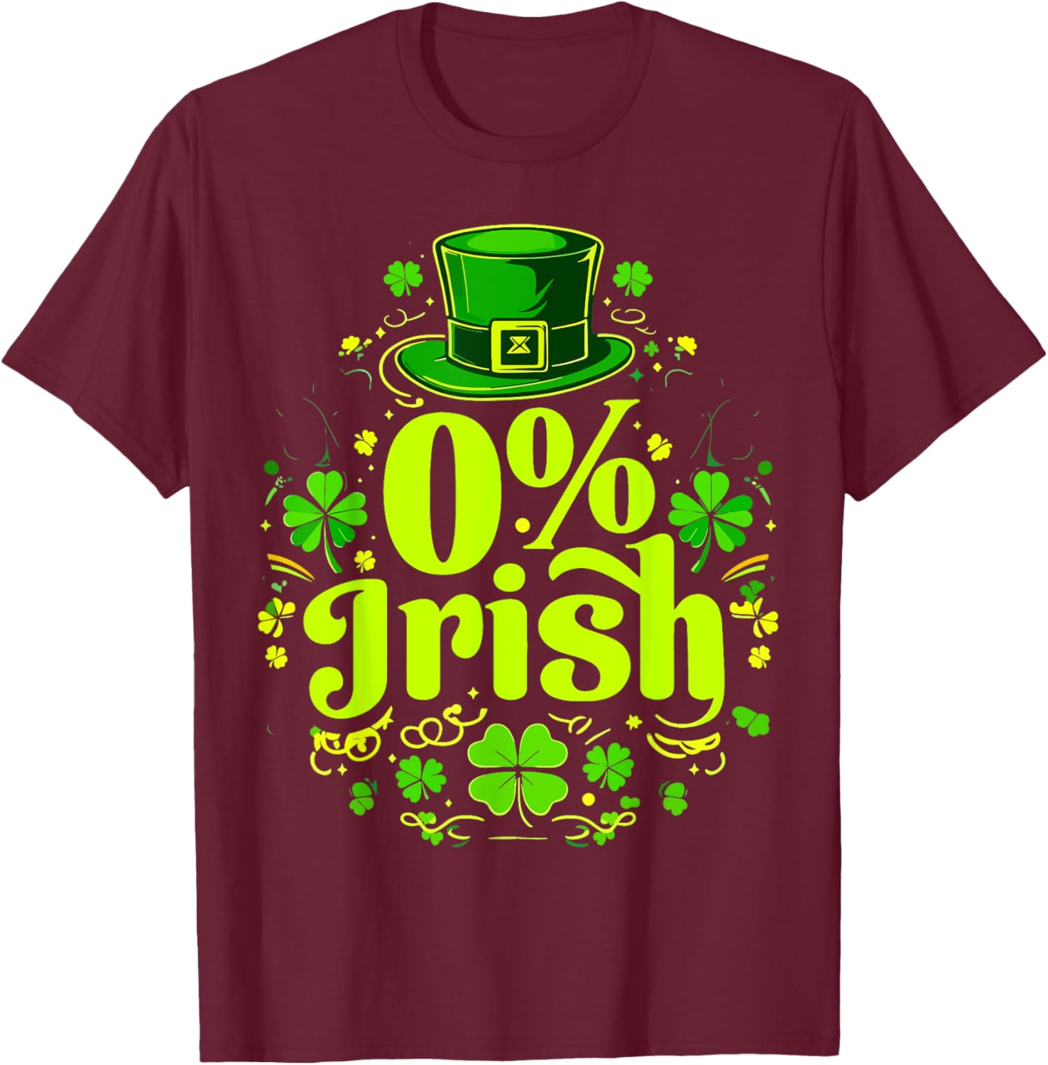 Funny 0% Irish St. Patrick's Day Zero Percent Graphic T-Shirt for Fun - 9