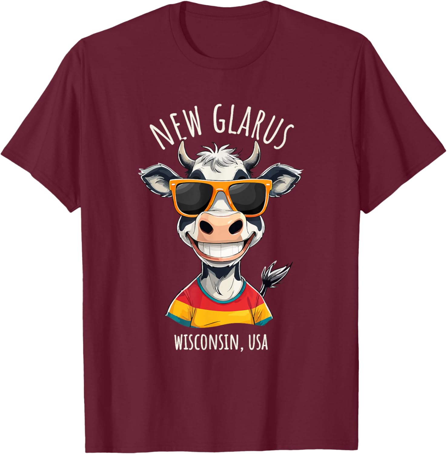 Funny Cow Cartoon T-Shirt from New Glarus WI USA - Unique Gift Idea - 4