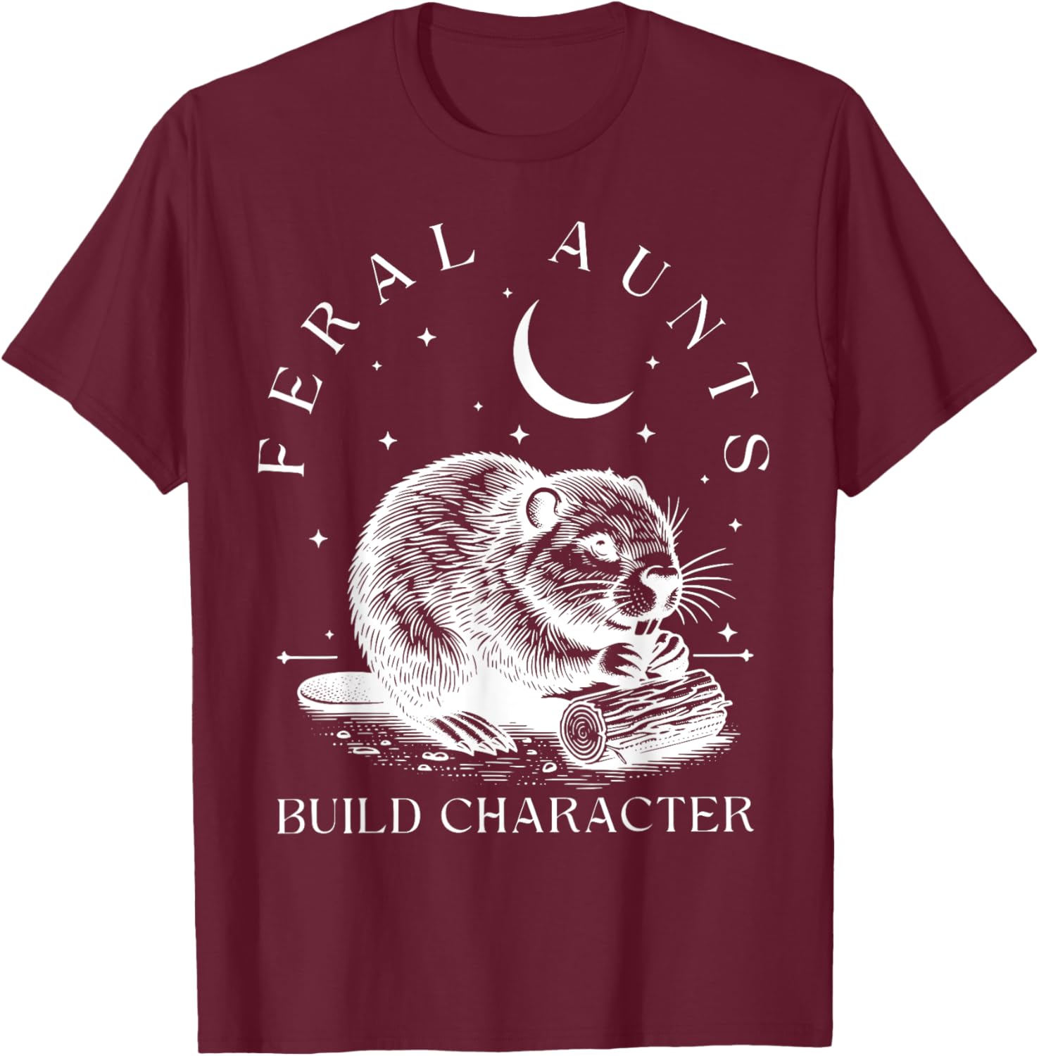 Funny Retro Aunt T-Shirt with Cute Beaver Design – Build Character Style - 17