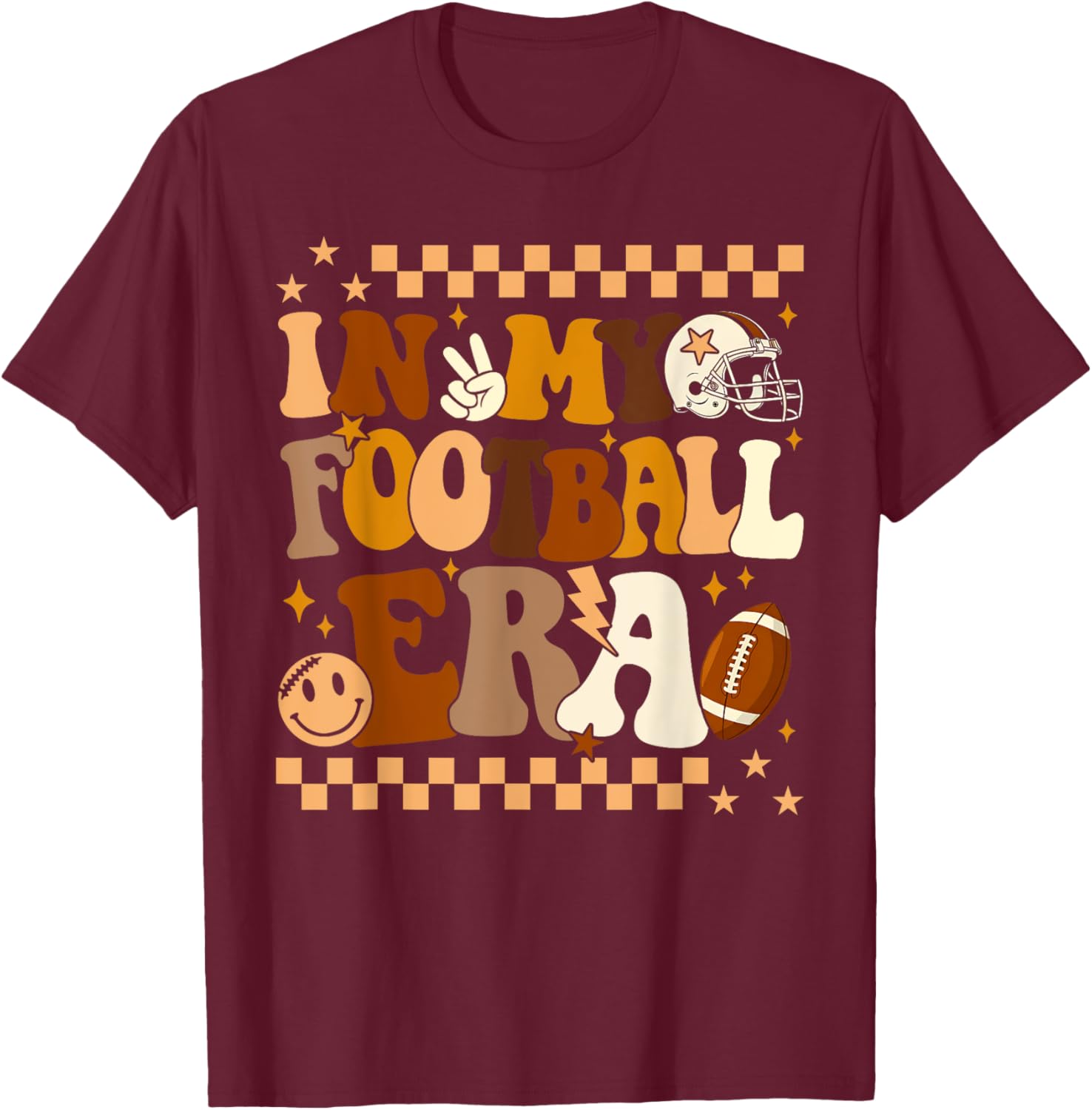 Groovy In My Football Era T-Shirt for Men, Women, and Kids Football Fans - 17