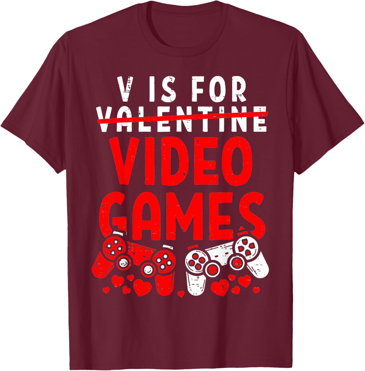 Funny V Is For Video Games Valentine's Day T-Shirt for Gamer Men - 27