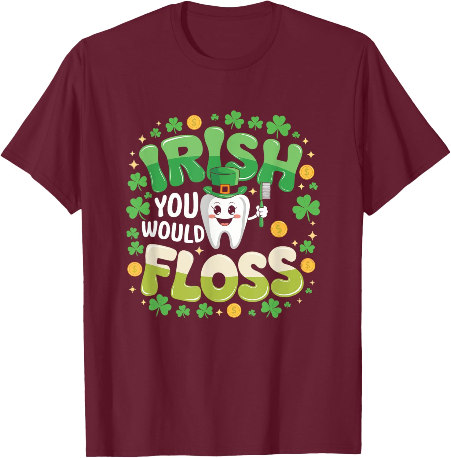 Retro Irish St Patrick's Day Flossing Dentist T-Shirt for Fun Celebrations - 5
