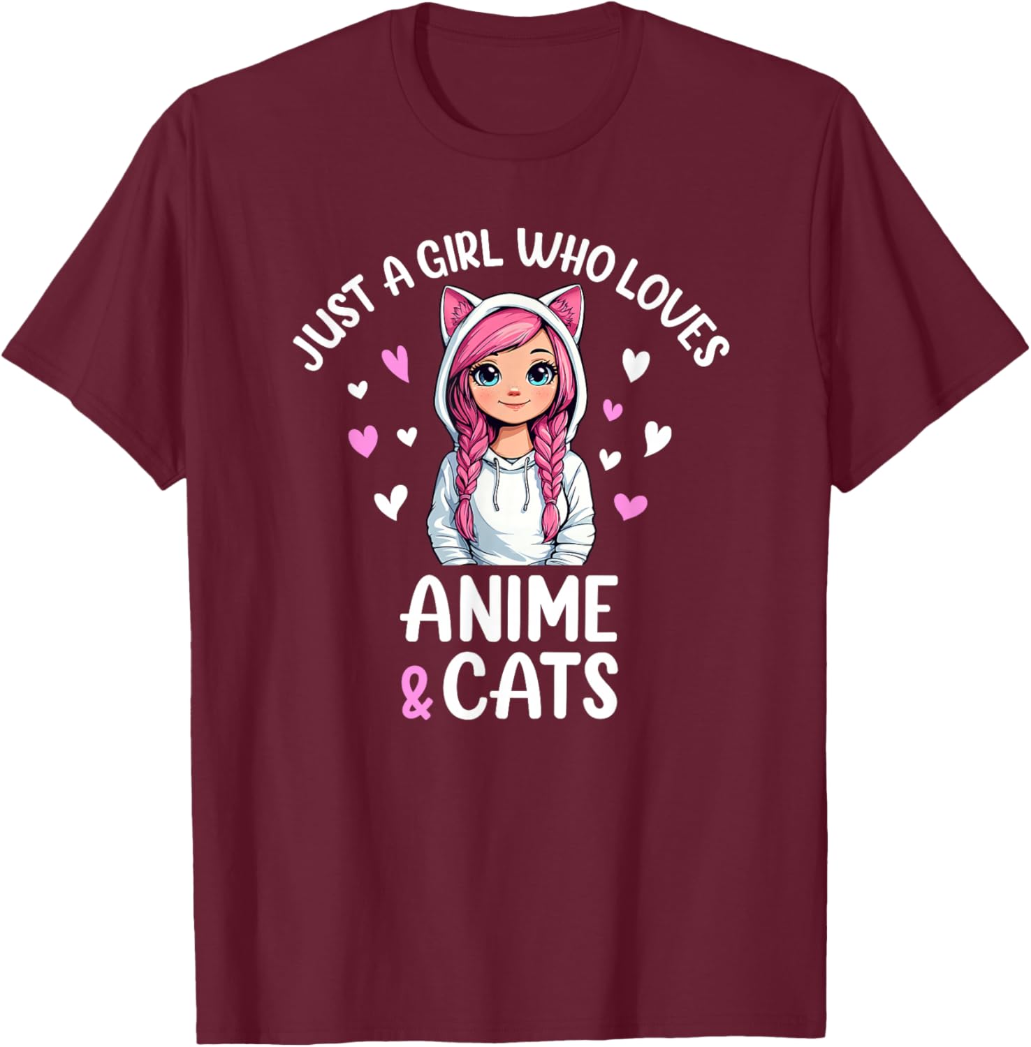 Just A Girl Who Loves Anime and Cats T-Shirt for Cat and Anime Fans - 1
