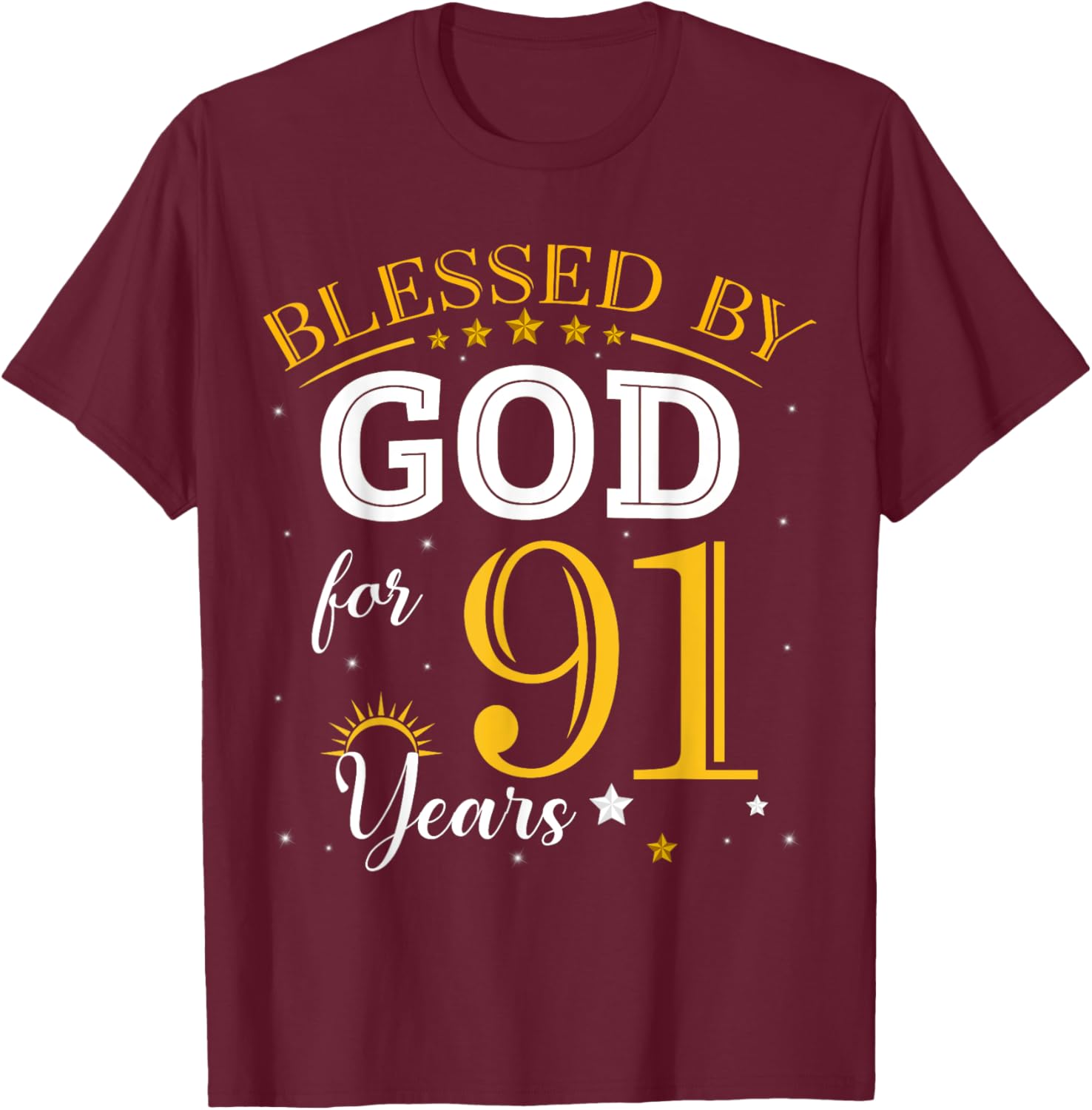 Vintage Blessed by God 91 Years Old Birthday Girl T-Shirt Gift - 14