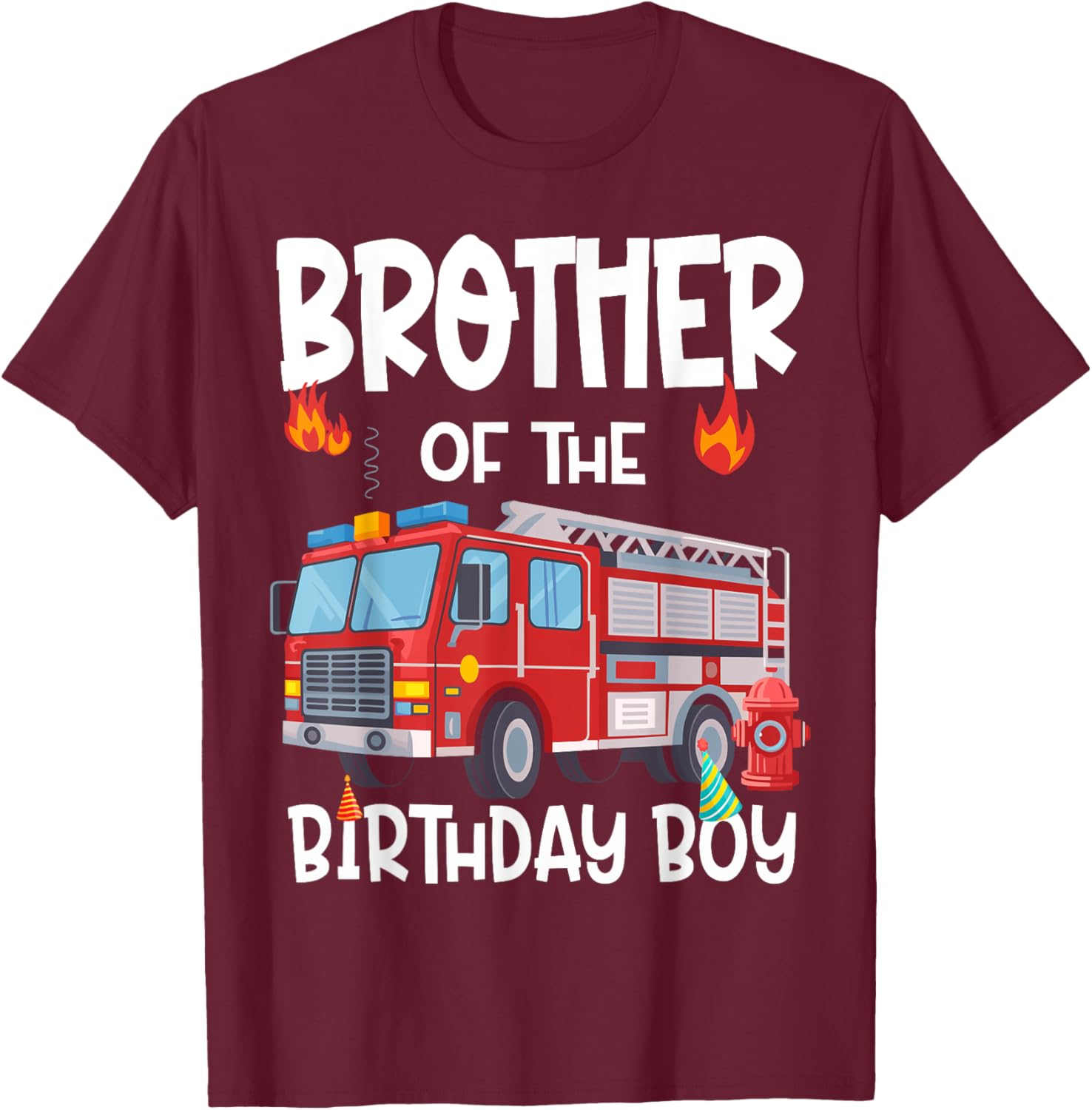 Brother of the Birthday Boy Fire Truck T-Shirt for Fun Celebrations - 1
