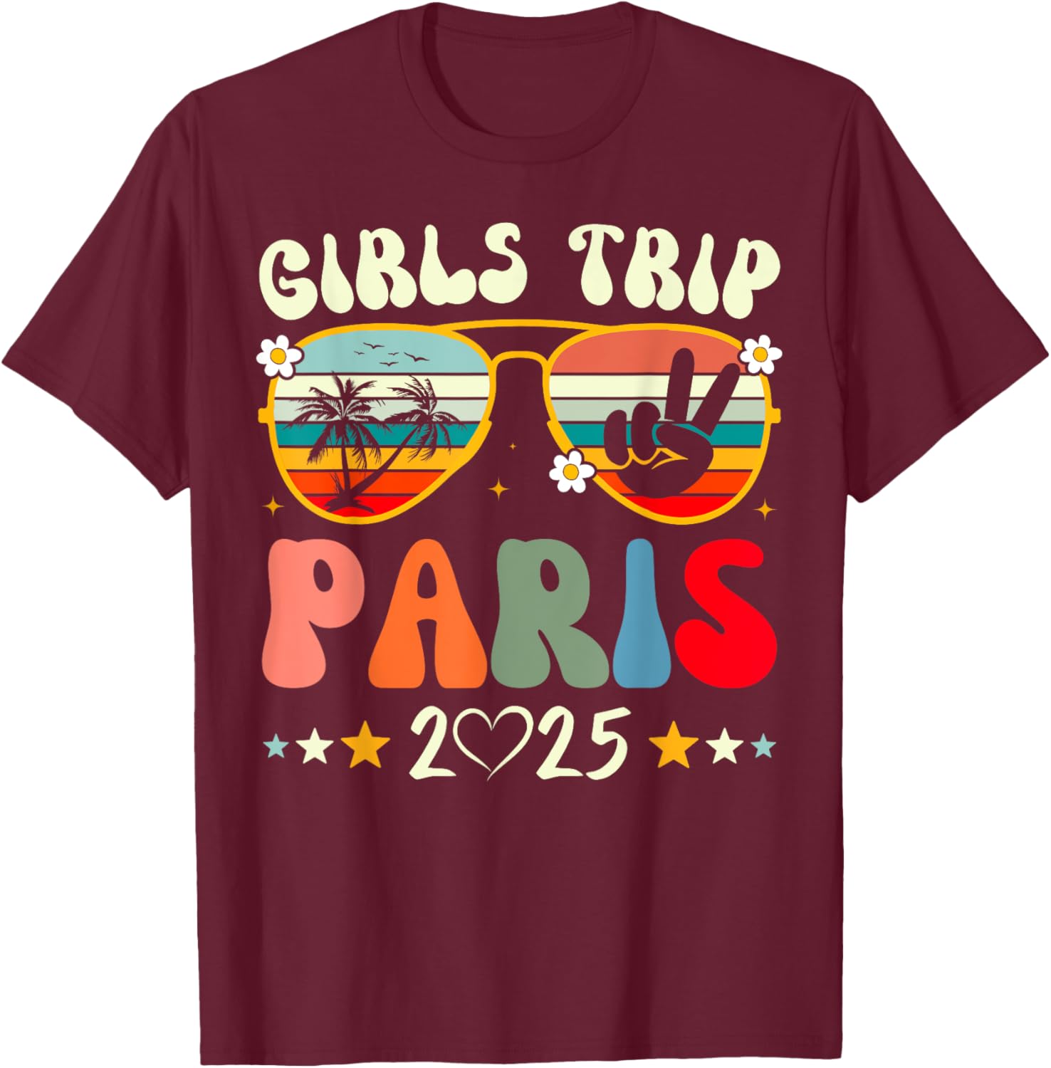 Girls Trip Paris 2025 Summer Vacation Retro T-Shirt for Matching Outfits - 10