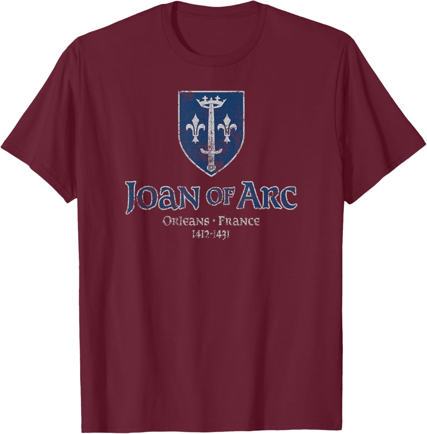 Distressed Joan of Arc Crest Orleans T-Shirt for History Lovers - 4
