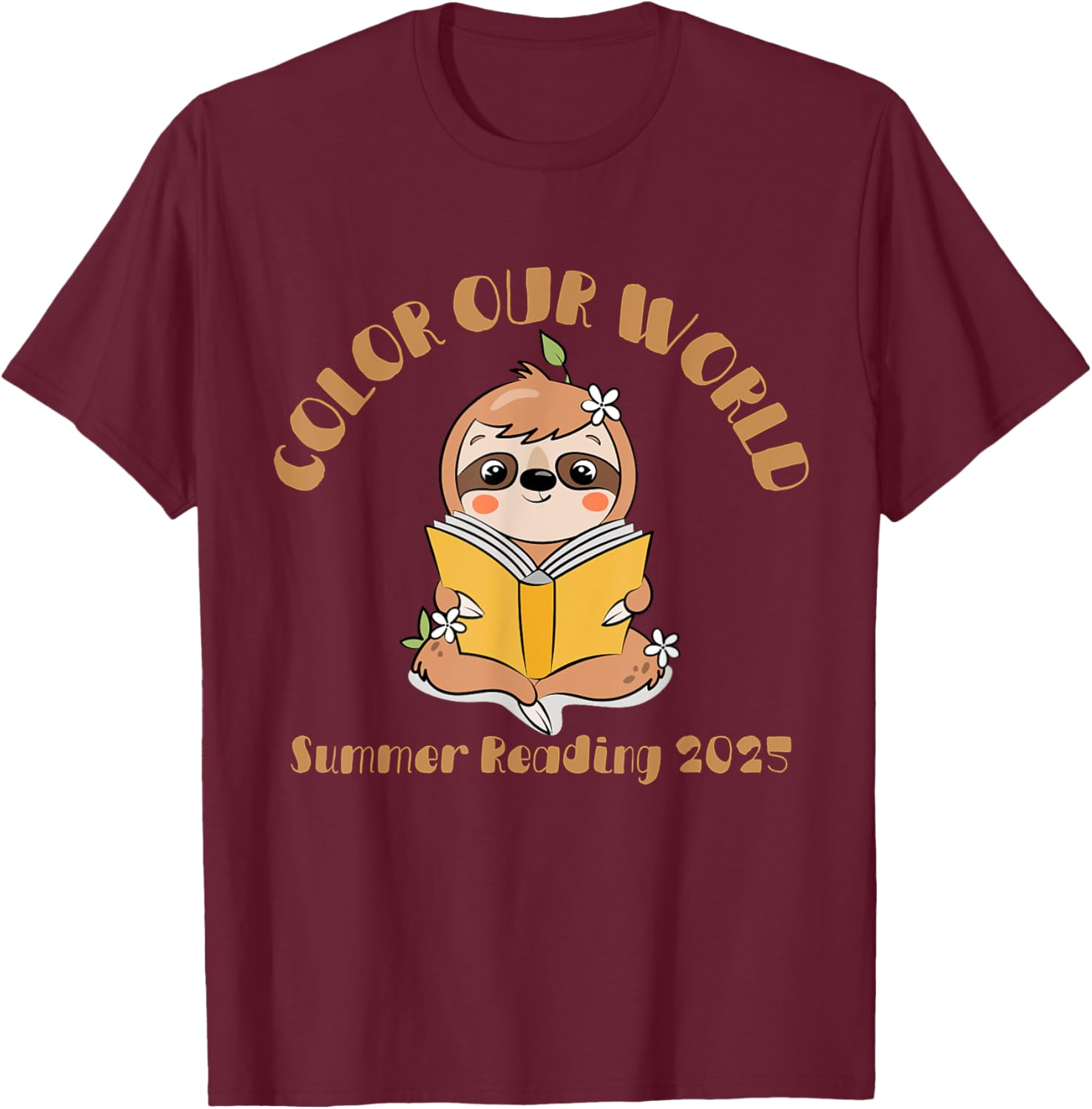 Color Our World 2025 Summer Reading Program Sloth T-Shirt for Kids - 7