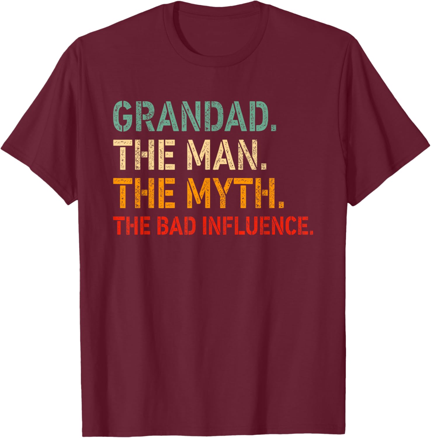 Funny GRANDAD T-Shirt for Men The Man The Myth The Bad Influence Apparel - 2