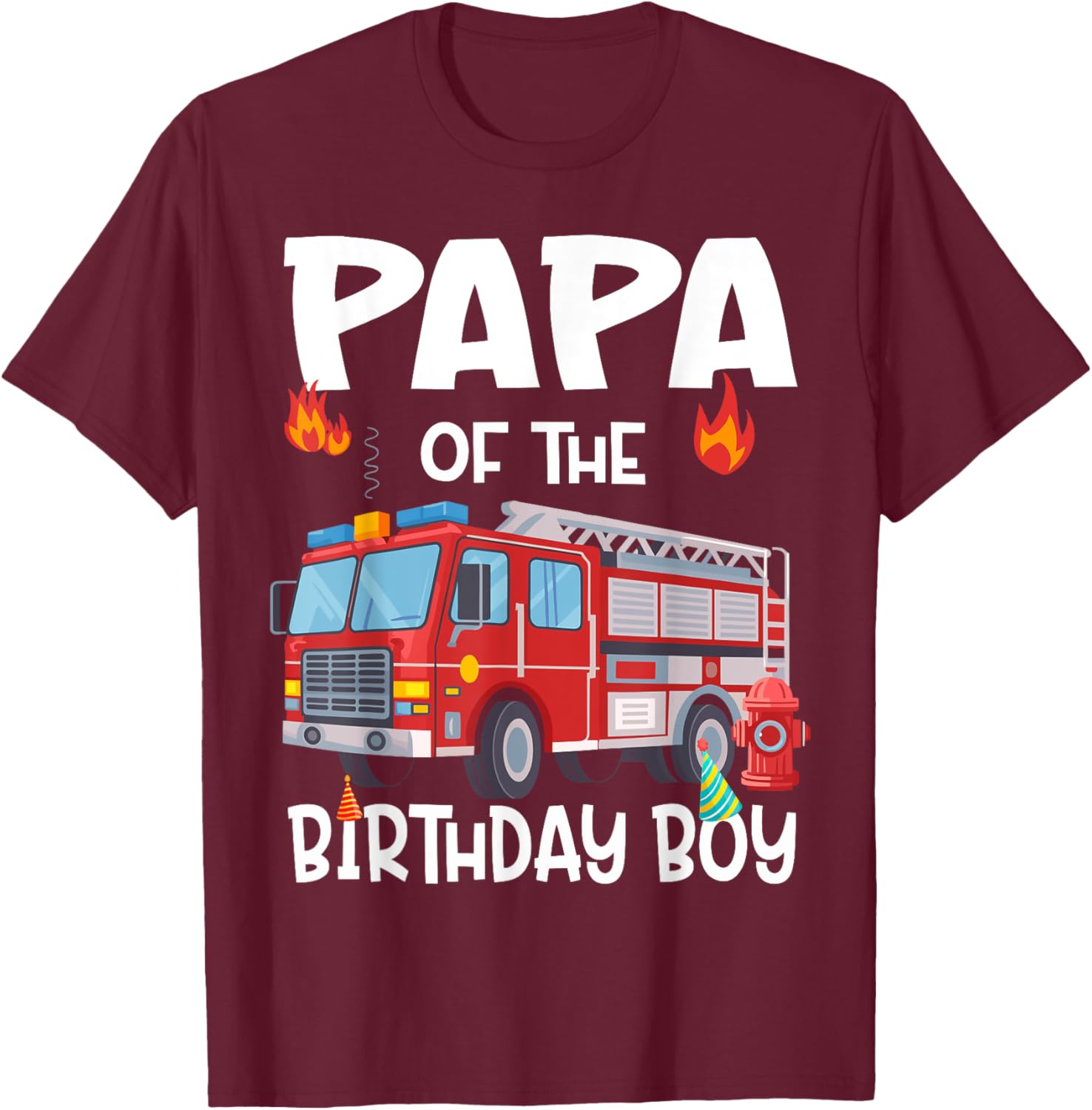 Papa of the Birthday Boy Fire Truck Firefighter Dad T-Shirt Perfect Gift - 5