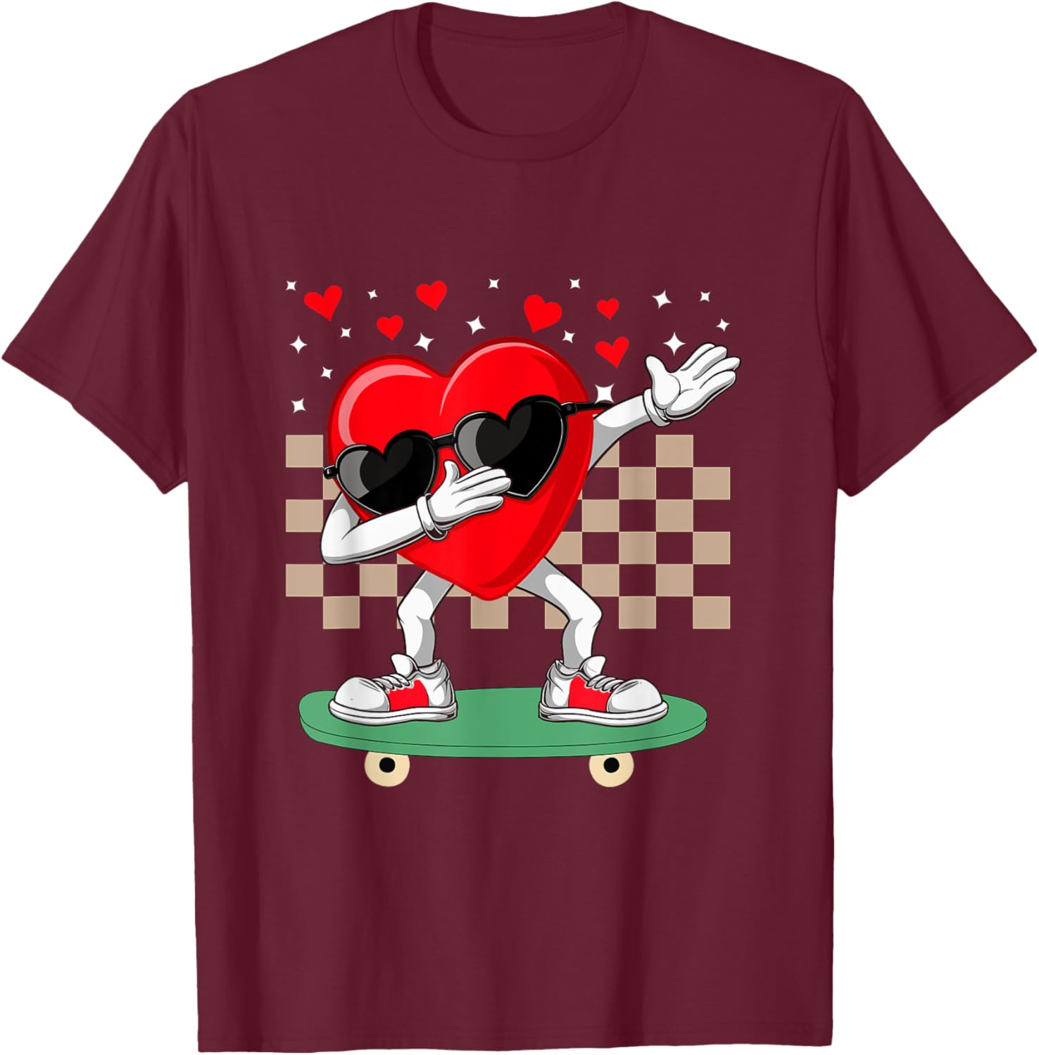 Dabbing Heart Skateboarding Dab Dance T-Shirt for Valentine's Day Fun - 14