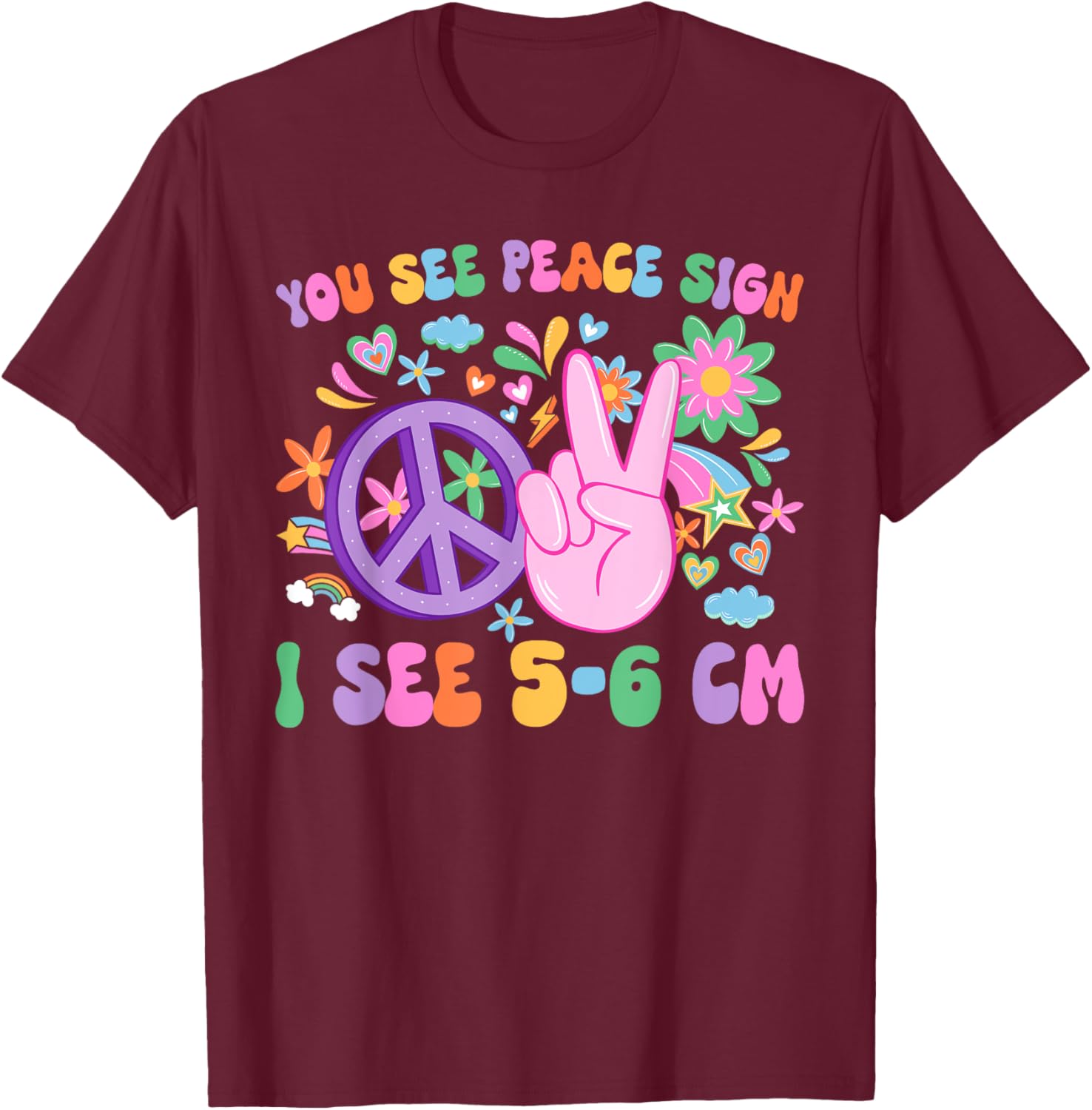 Funny L&D Nurse NICU T-Shirt - You See Peace Sign I See Uterus Design - 3