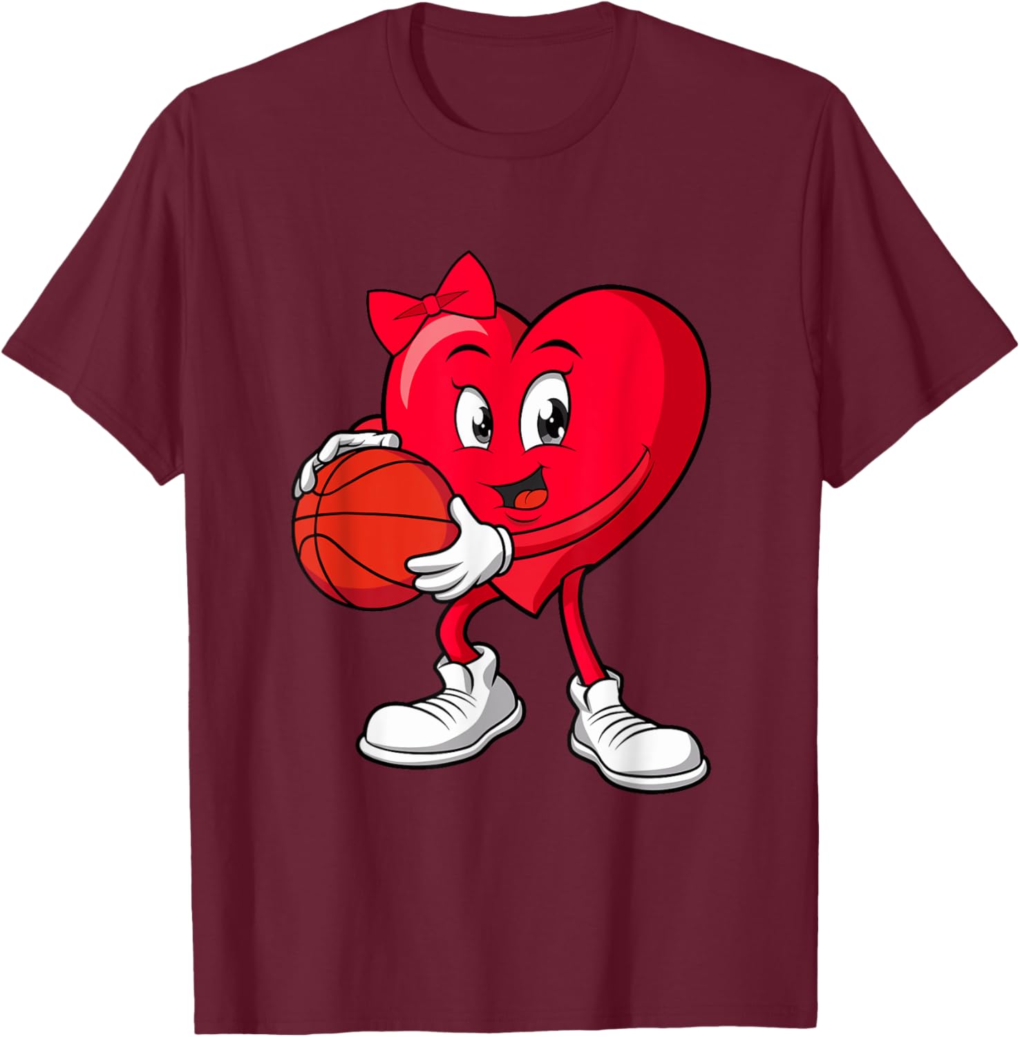Cute Red Heart Basketball T-Shirt for Girls Perfect for Valentine's Day - 12