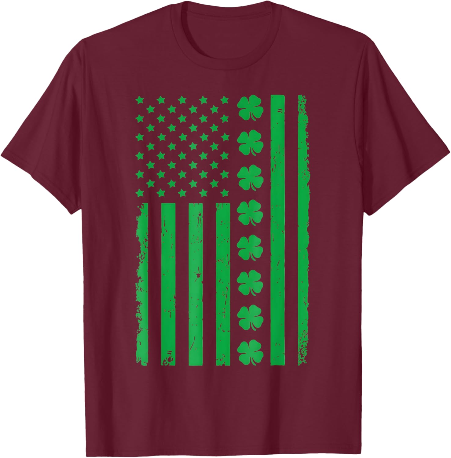 Stunning US American Flag T-Shirt with Shamrocks for St. Patrick's Day - 3