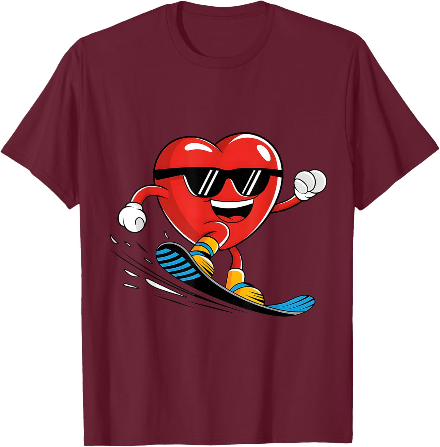 Snowboard Heart Valentine's Day T-Shirt for Boys and Girls Fun Gift - 10