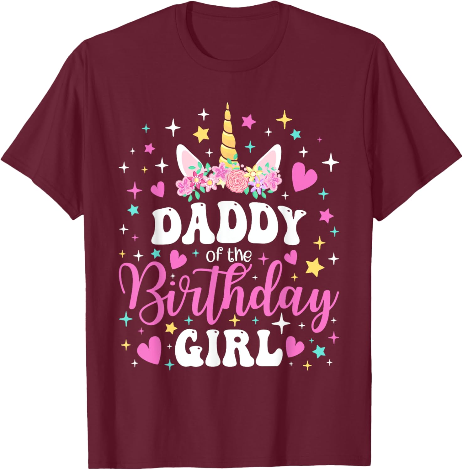 Family Matching Unicorn Daddy T-Shirt for Birthday Girl Celebration - 18