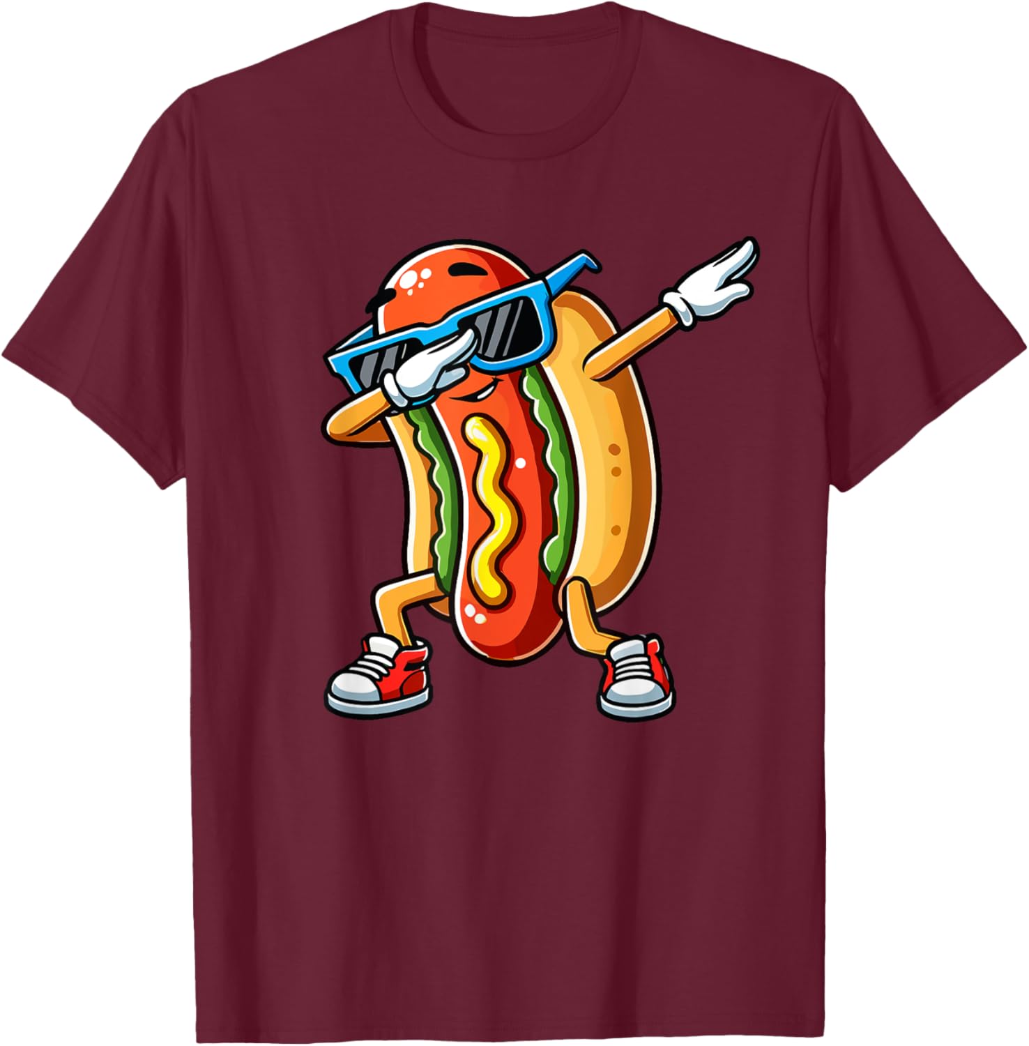 Funny Dabbing Hotdog Sunglasses T-Shirt for Kids Who Love Dogs and Hotdogs - 12