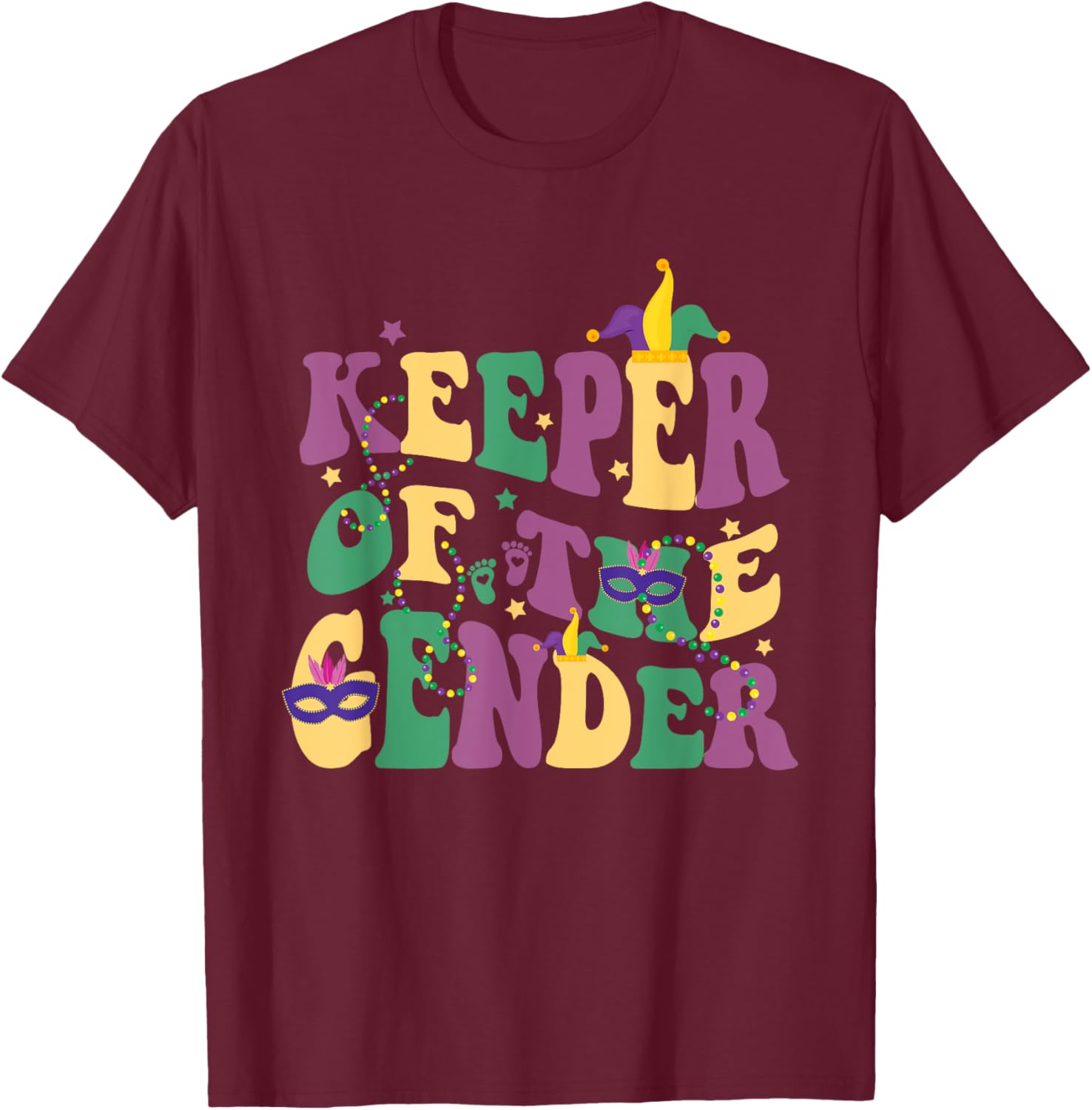 Keeper Of The Gender Reveal Mardi Gras Baby Shower T-Shirt for Fun Celebrations - 2