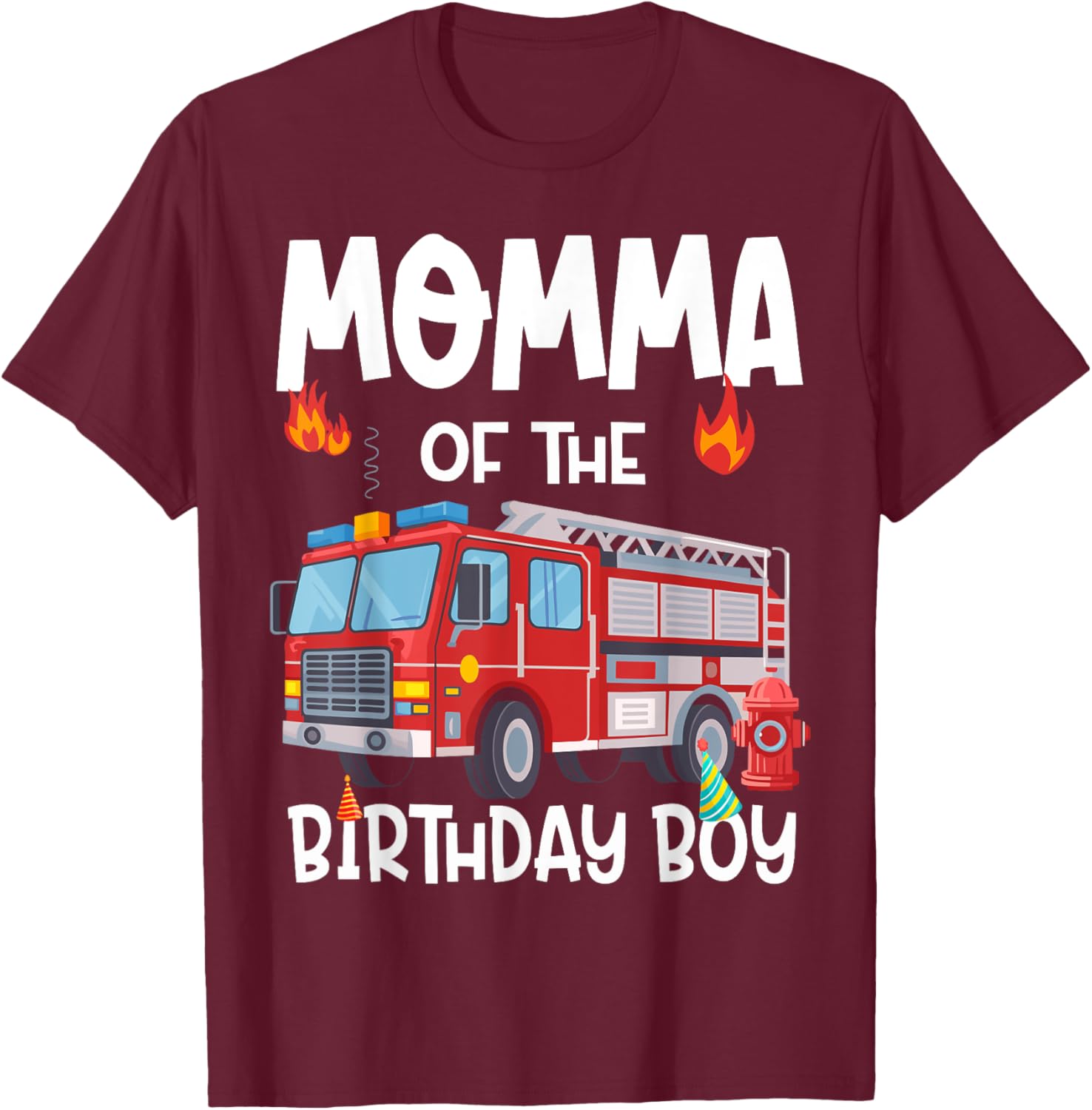 Momma of the Birthday Boy Fire Truck T-Shirt for Firefighter Moms - 10