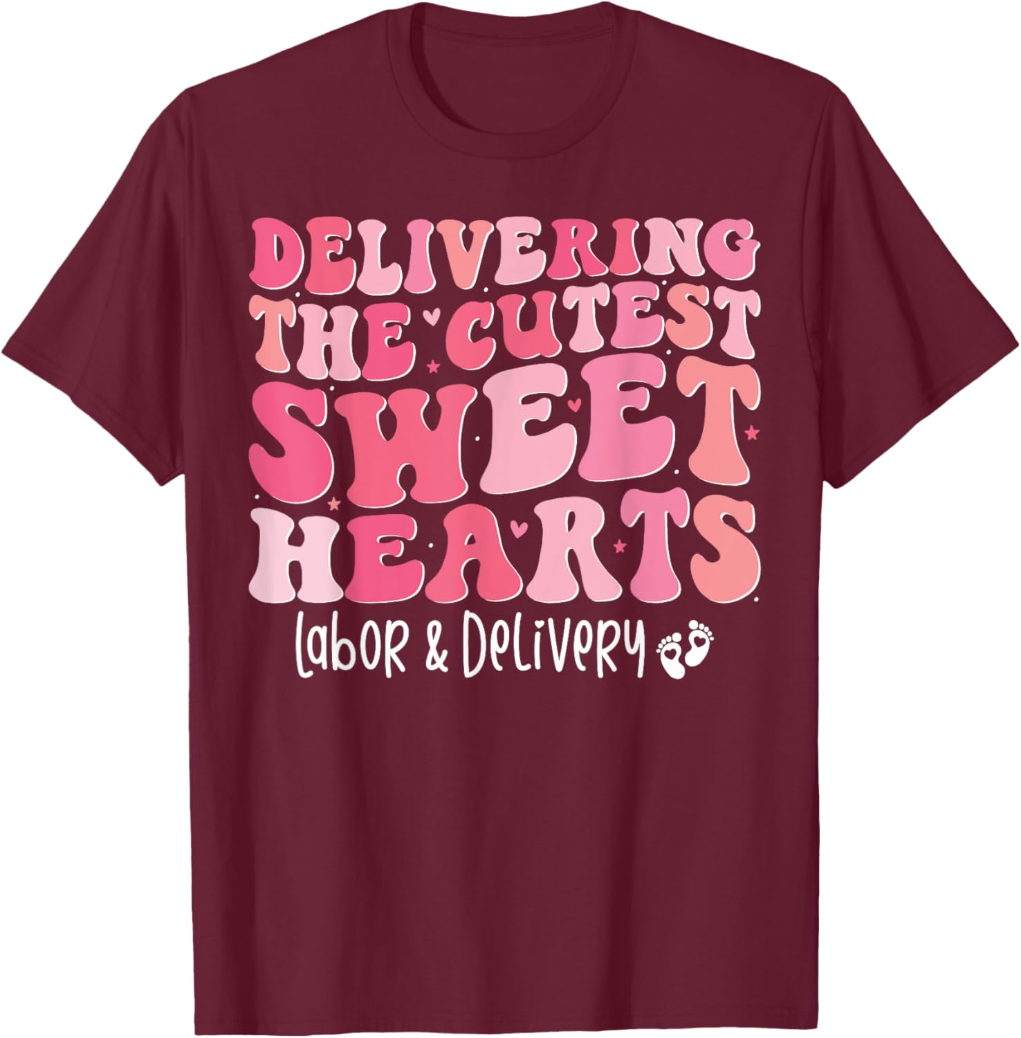 Groovy Labor and Delivery Nurse Valentine's Day T-Shirt for Nurses - 8
