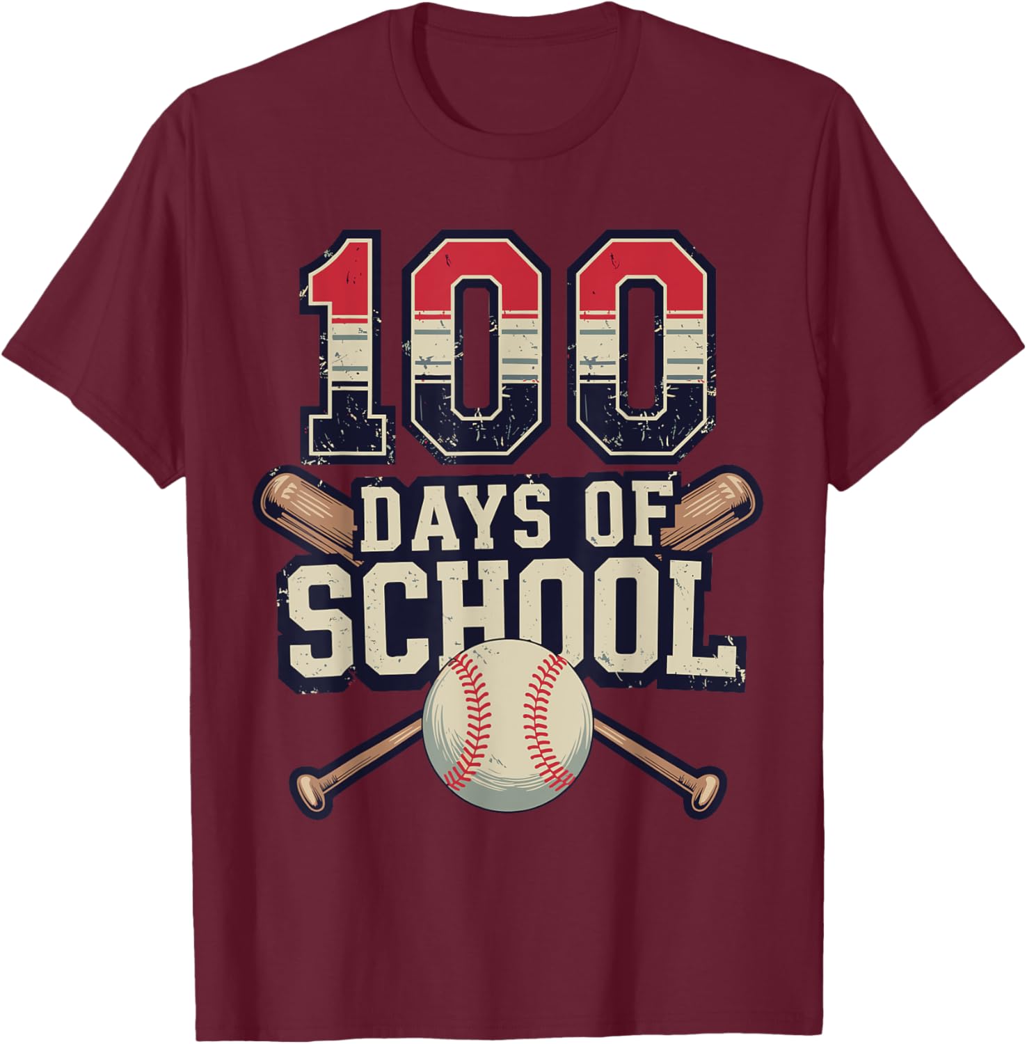 Vintage Baseball Theme 100 Days of School Celebration T-Shirt for Kids - 9