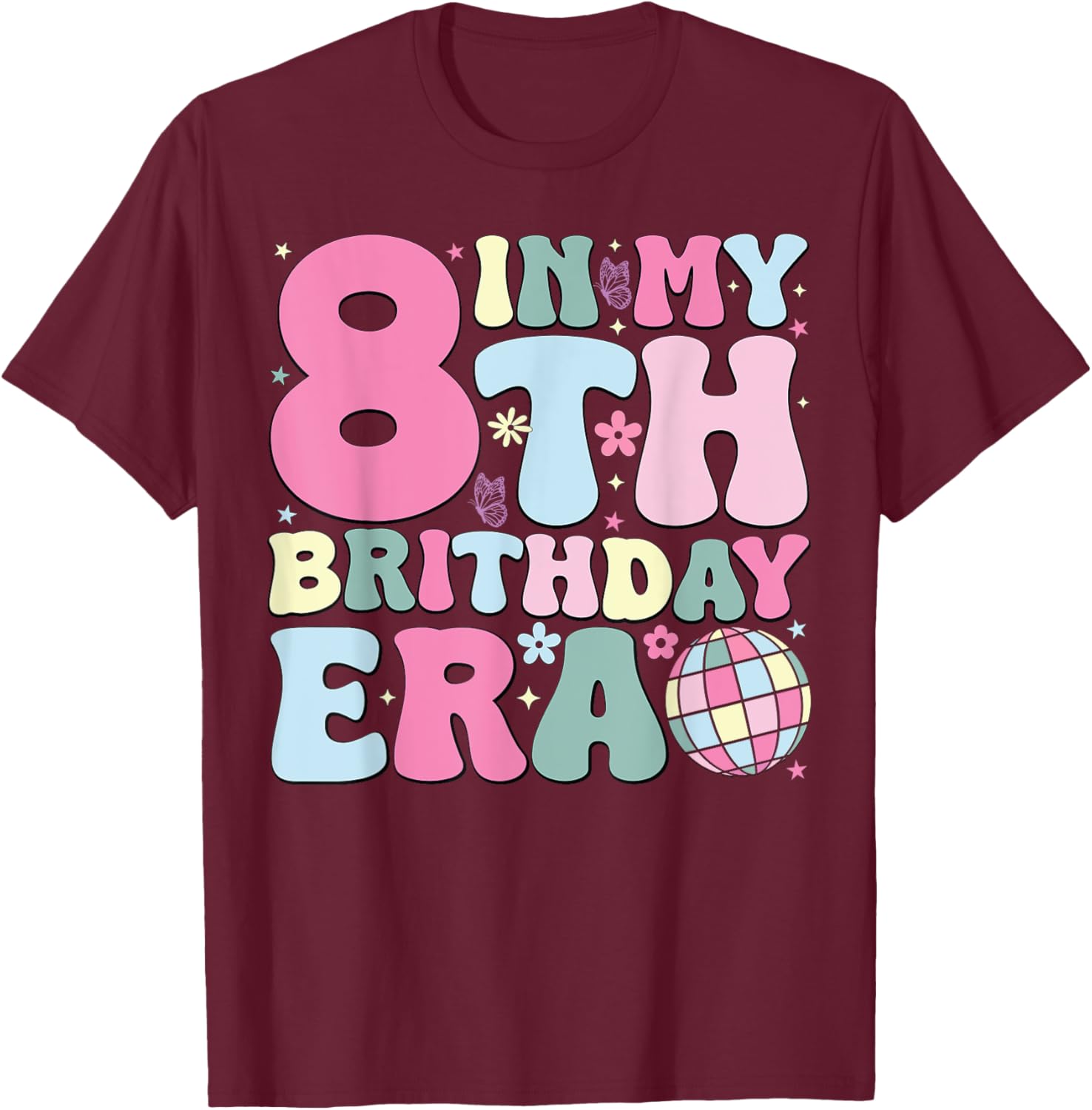 In My 8th Birthday Era Pink T-Shirt for 8 Year Old Birthday Girls - 7