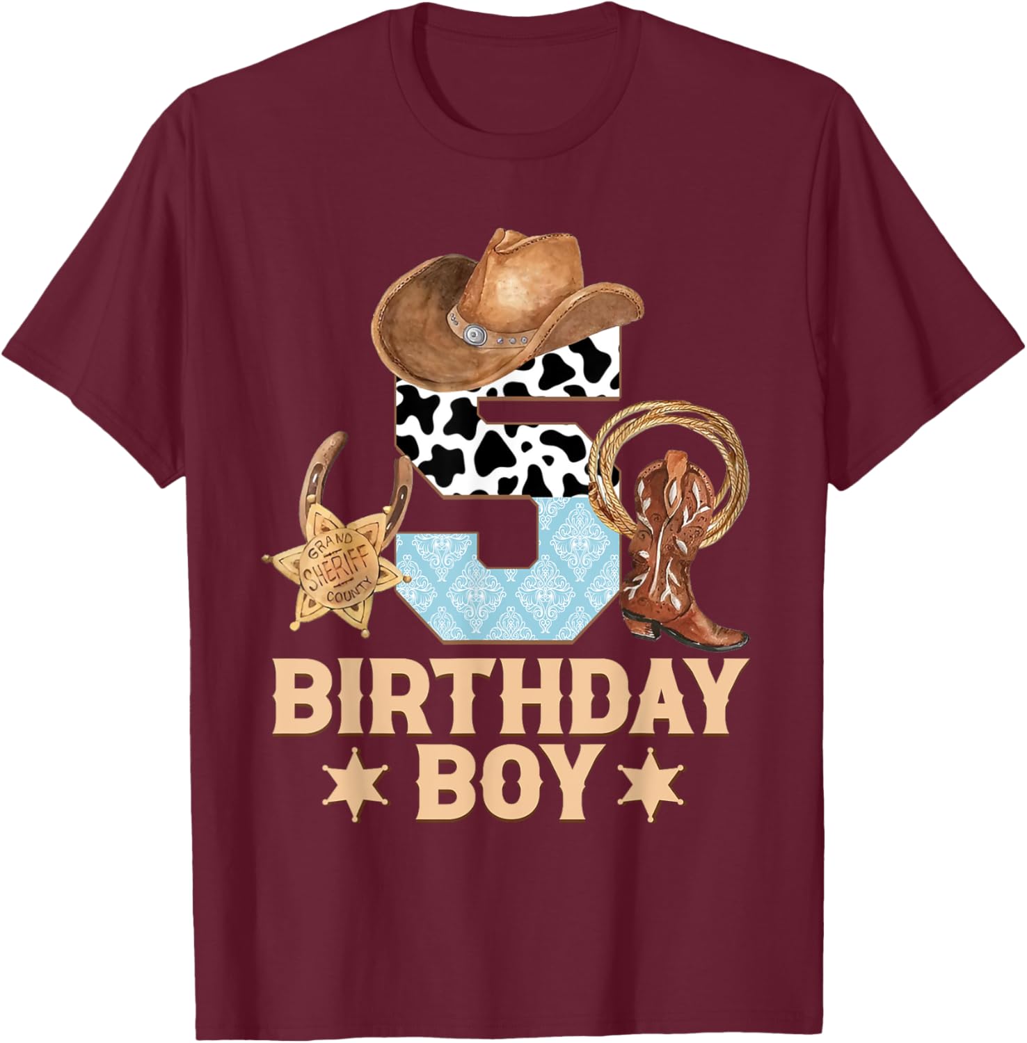 Western Family Birthday Boy Cowboy T-Shirt for 5th Birthday Celebration - 3