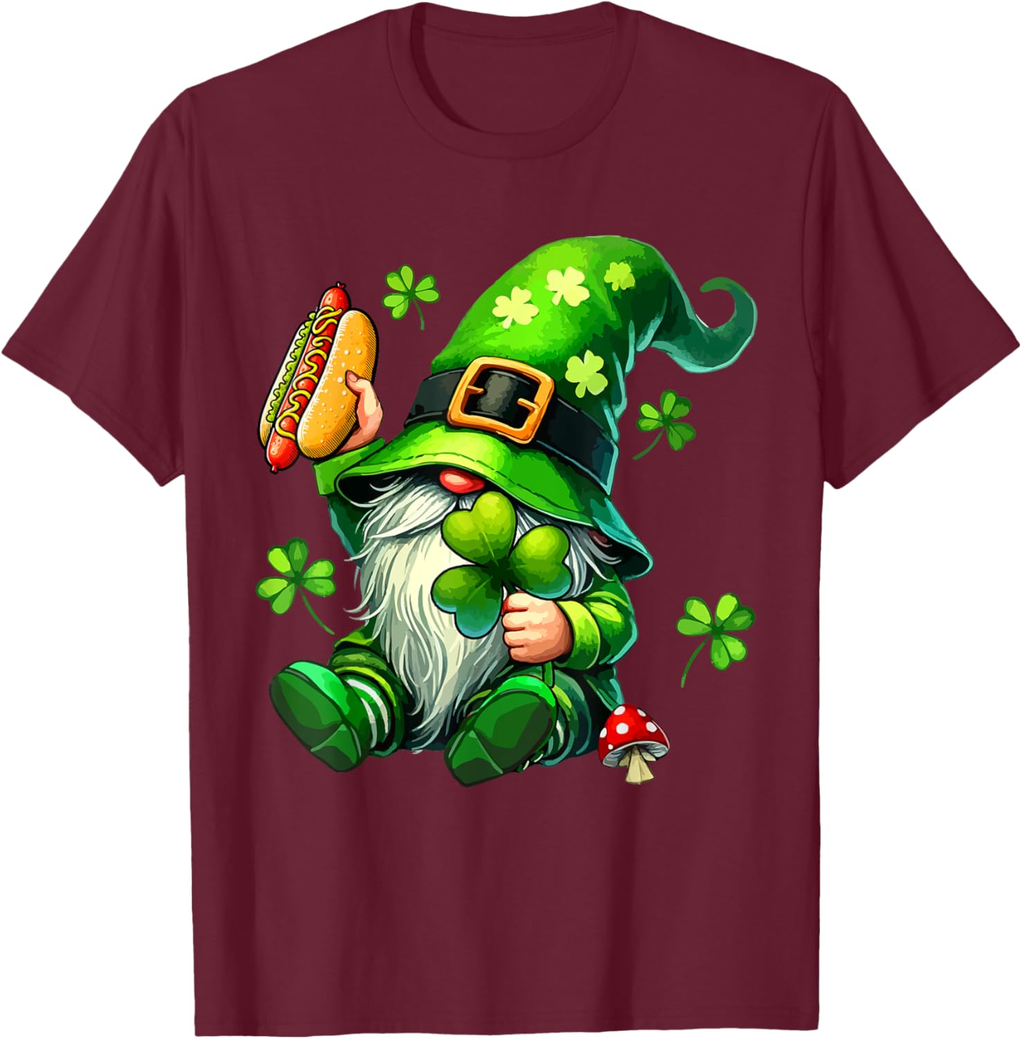 Gnome Eating Hot Dog St. Patrick's Day T-Shirt for Food Lovers - 10