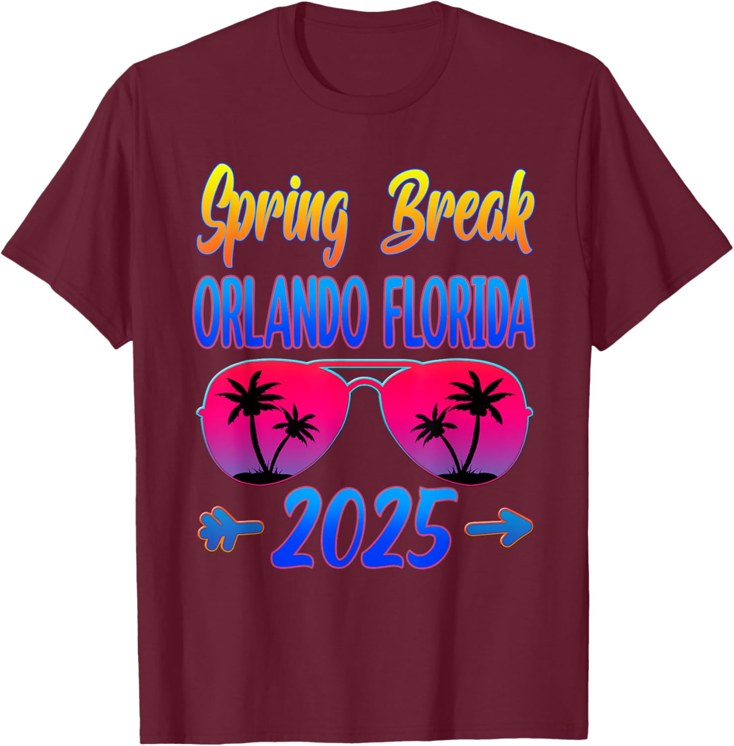 Spring Break Orlando 2025 Beach Group T-Shirt with Fun Glasses Design - 1