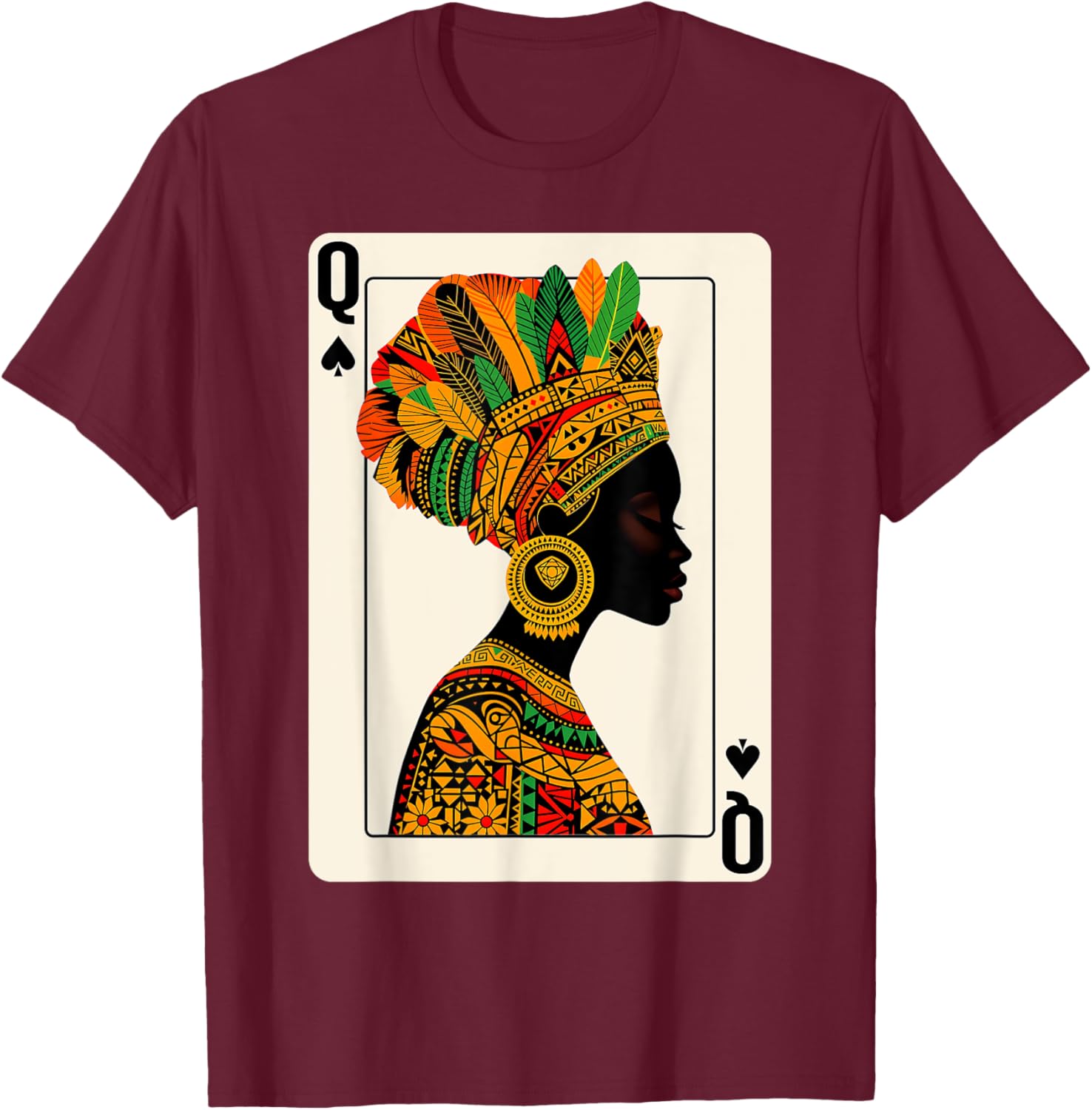 Black Queen of Spades Card Game T-Shirt Celebrating Proud Black Women - 6