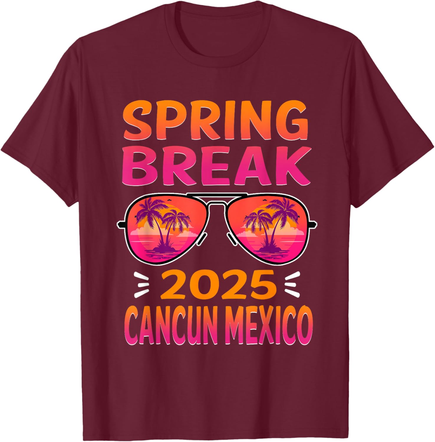 Retro Beach Vacation T-Shirt with Spring Break Cancun Sunglasses 2025 - 4