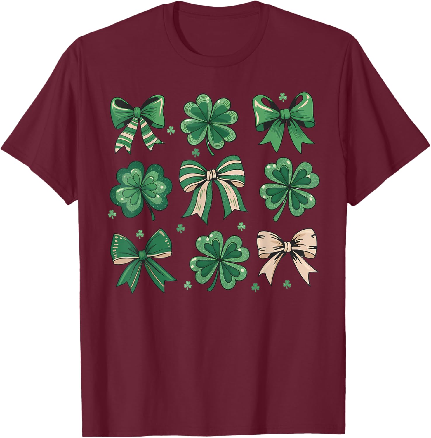 Cute Retro St Patricks Day Shamrock Bow T-Shirt for Festive Fun - 1