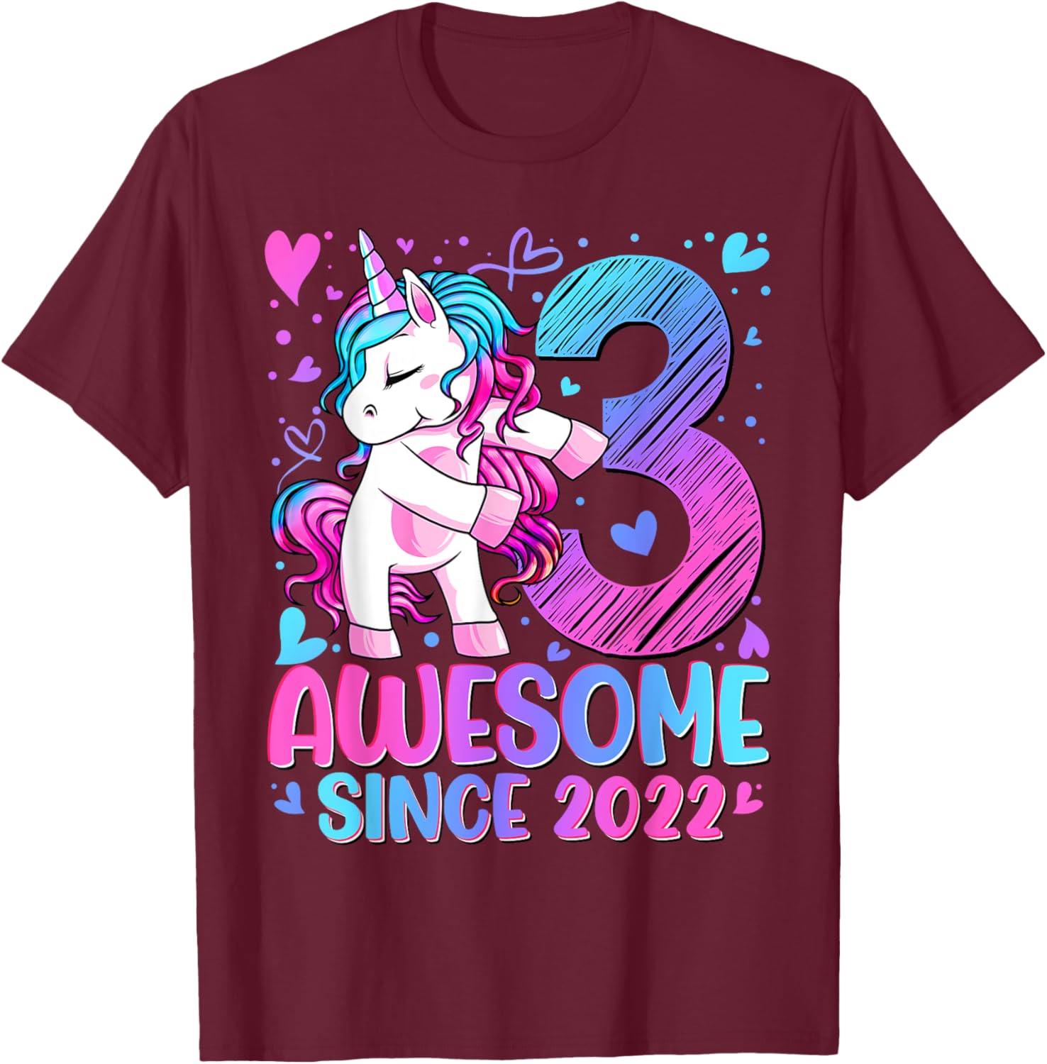 Cute Unicorn T-Shirt for 3 Year Old Girls Birthday Party Gifts - 23