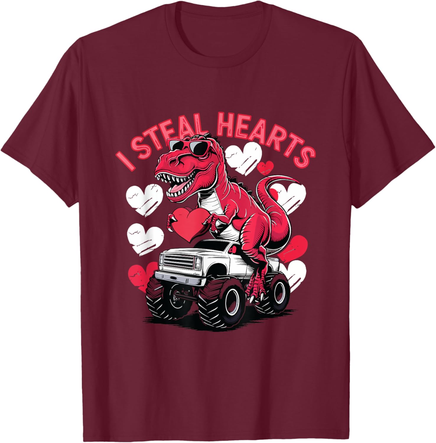 I Steal Hearts Toddler T-Rex Valentine's Day Shirt for Baby Boys - 7